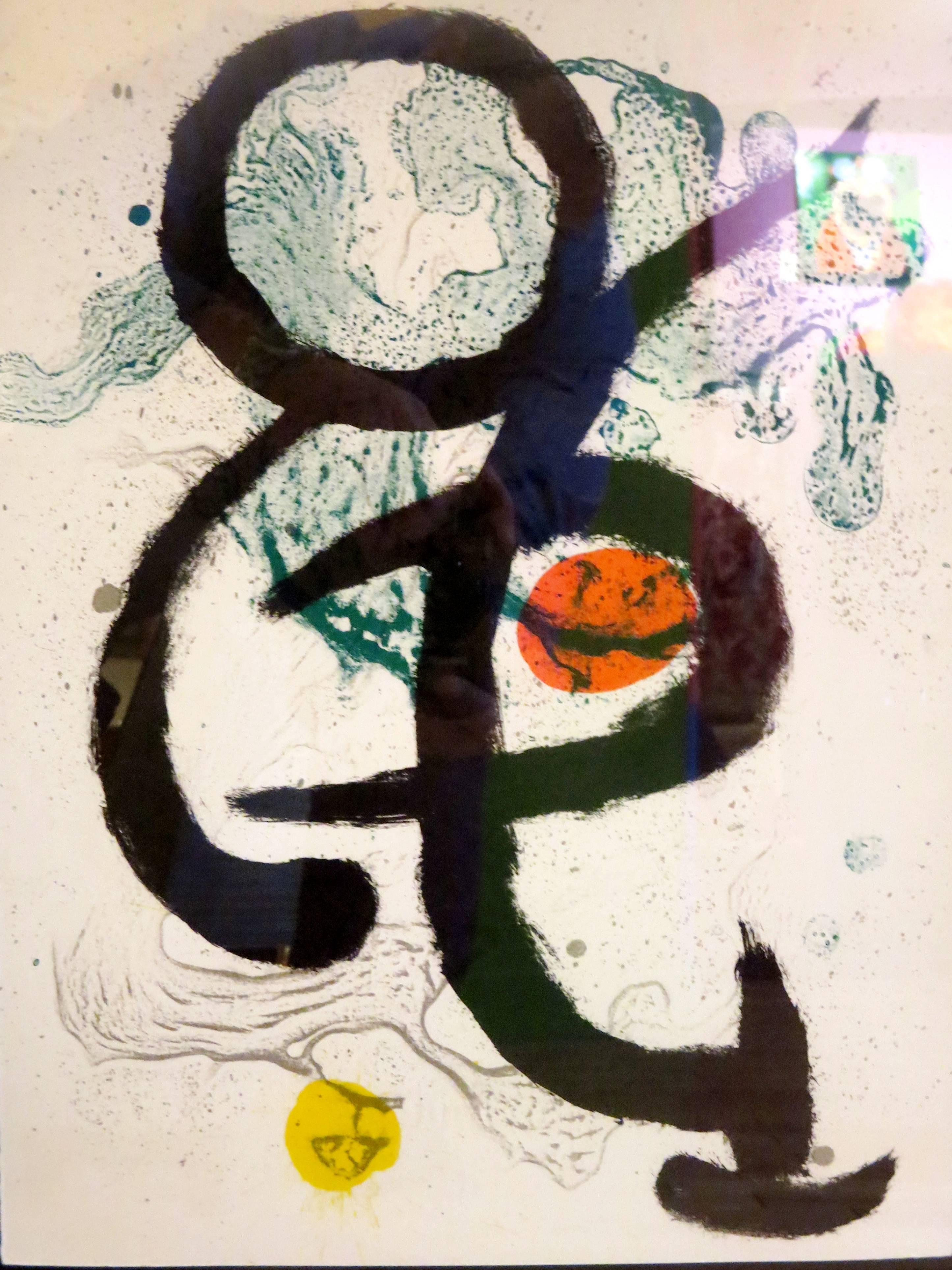 French Abstract Contemporary Color Lithograph by Joan Miró Limited Edition