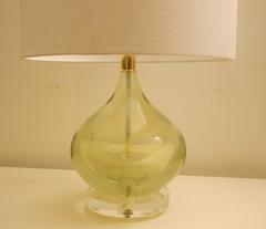 Italian Murano Bulbous Glass Desk Lamp with Lucite Base