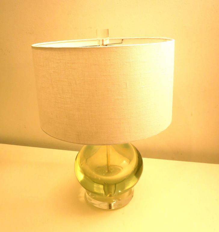 Italian Murano Bulbous Glass Desk Lamp with Lucite Base at 1stDibs
