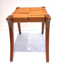 1970s Pair of Matching Klismos Style Benches in Leather Straps