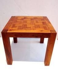 1970s Pair of Parquet Parsons Occasional End Tables in Solid Walnut