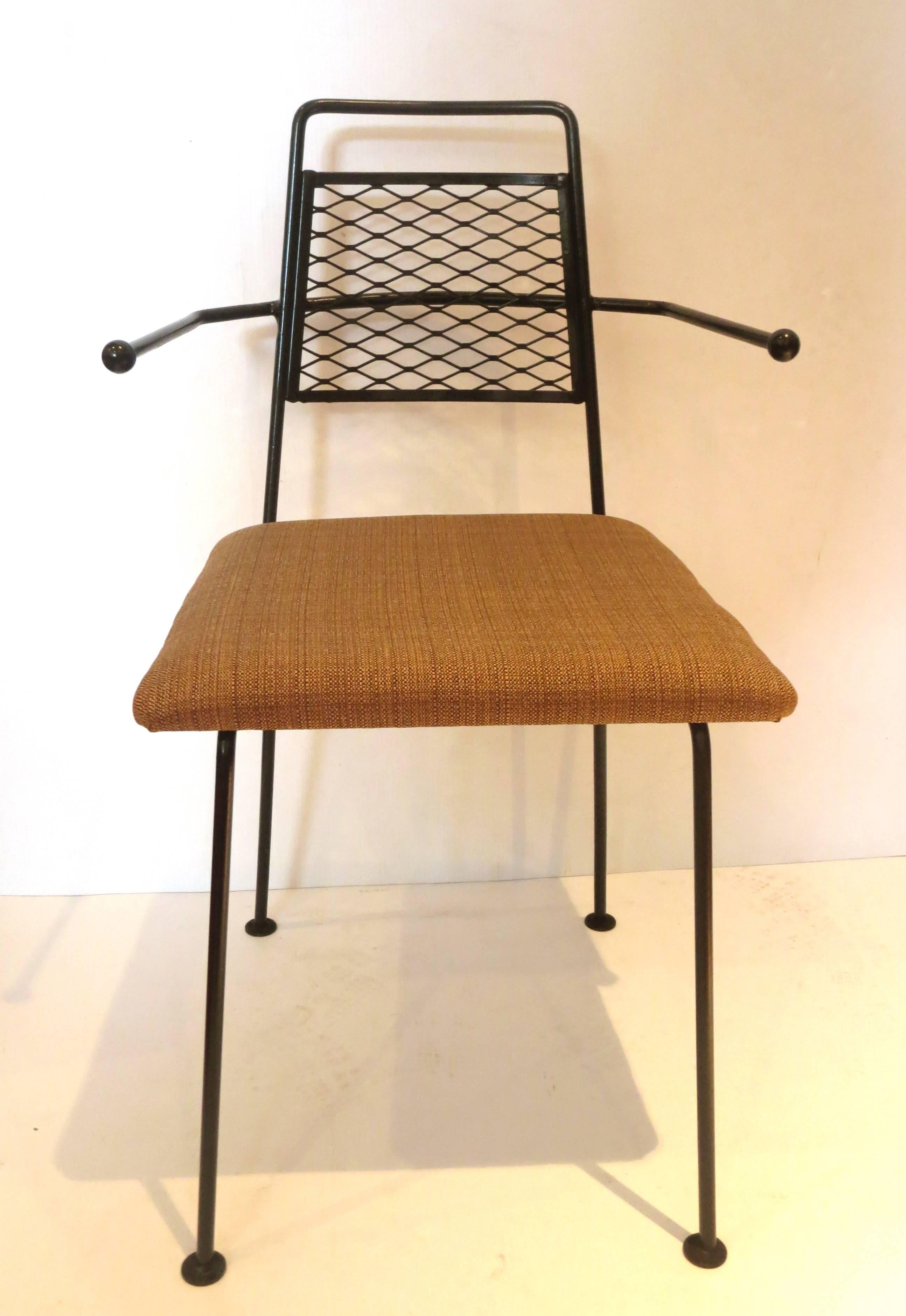 Mid-Century Modern 1950s American Modern Set of Four Atomic Age Wrought Iron Dining Chairs