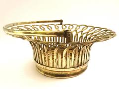 1930s Polished Solid Brass Decorative Basket