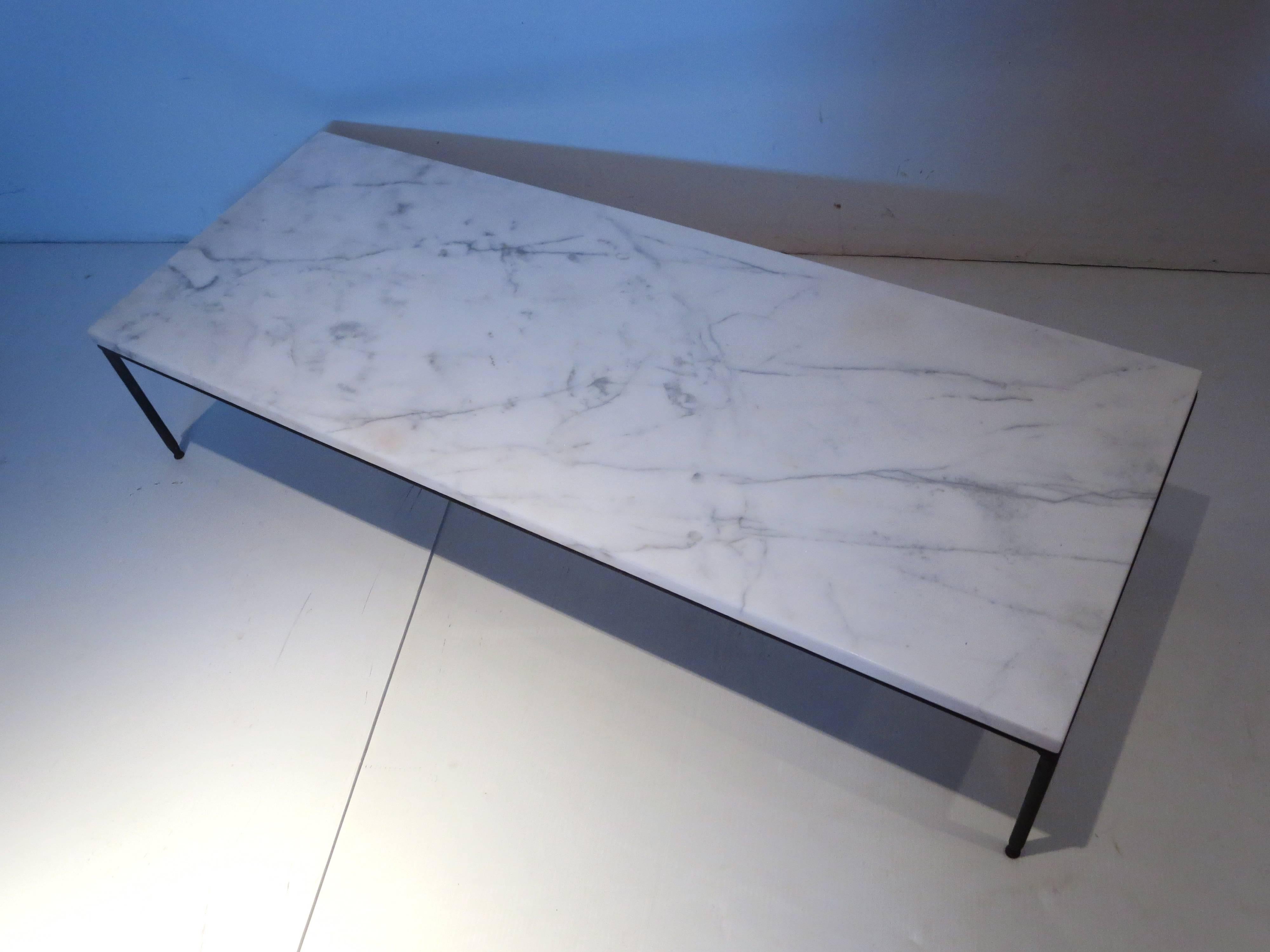 1950s Rare Low Small Coffee Table Marble and Iron Designed by Paul McCobb In Excellent Condition In San Diego, CA