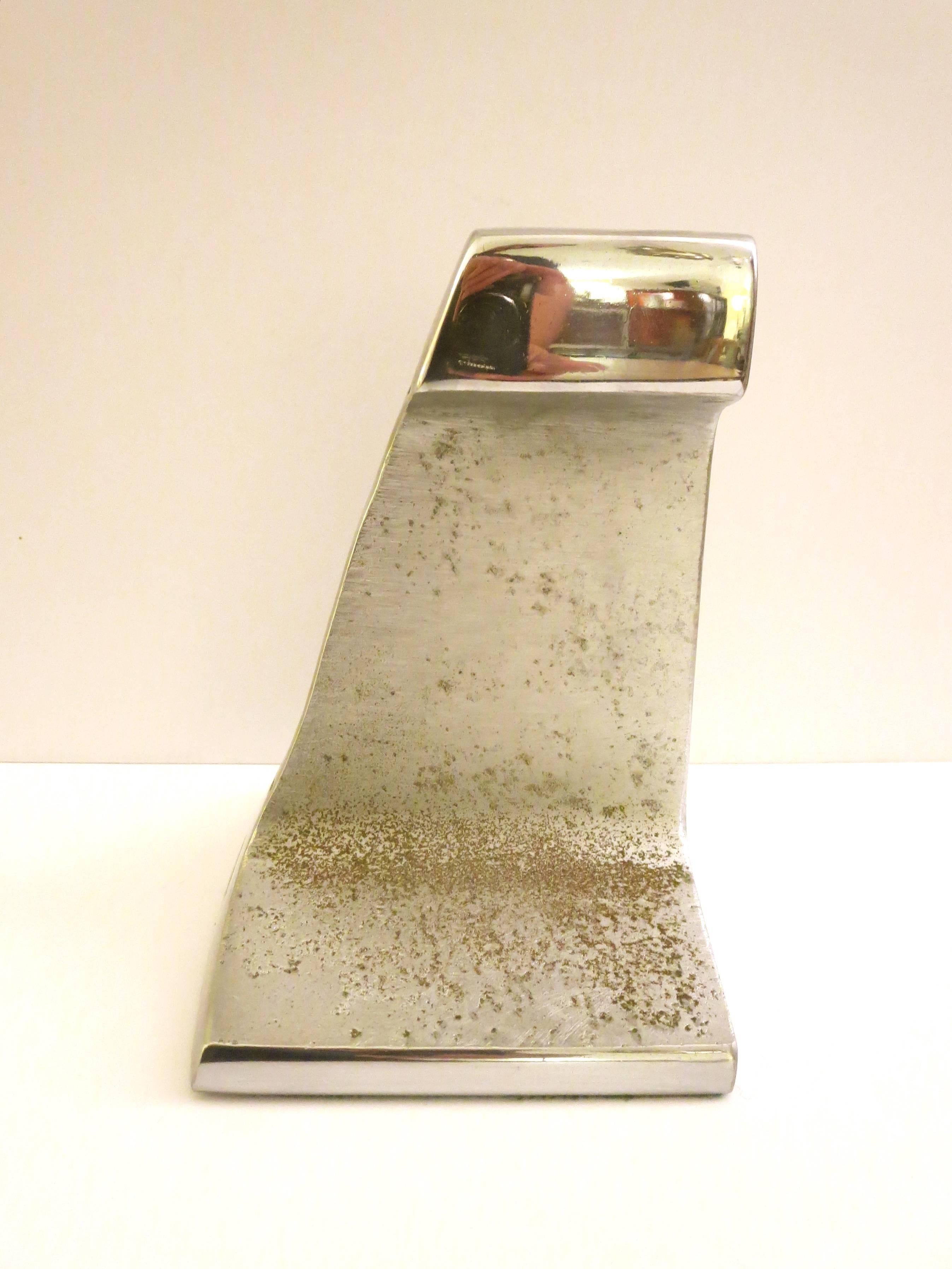 Rare solid I-beam steel bookend, chrome-plated nice original condition solid and heavy can be used as a door stopper, the chrome its nice and shiny on the middle its rough finish.