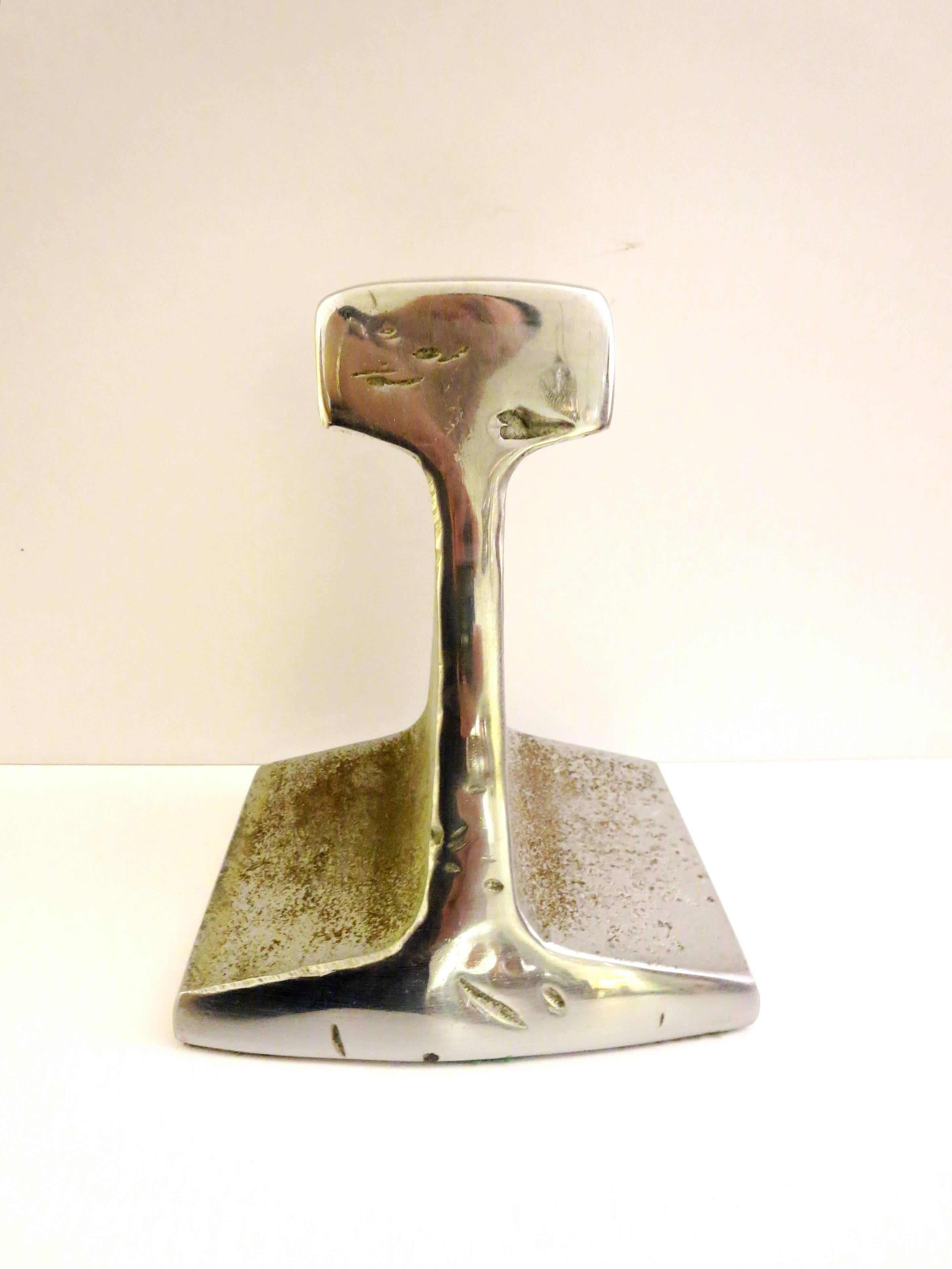 American One of a Kind Massive I-Beam Solid Steel Bookend/Door Stopper in a Chrome Finish