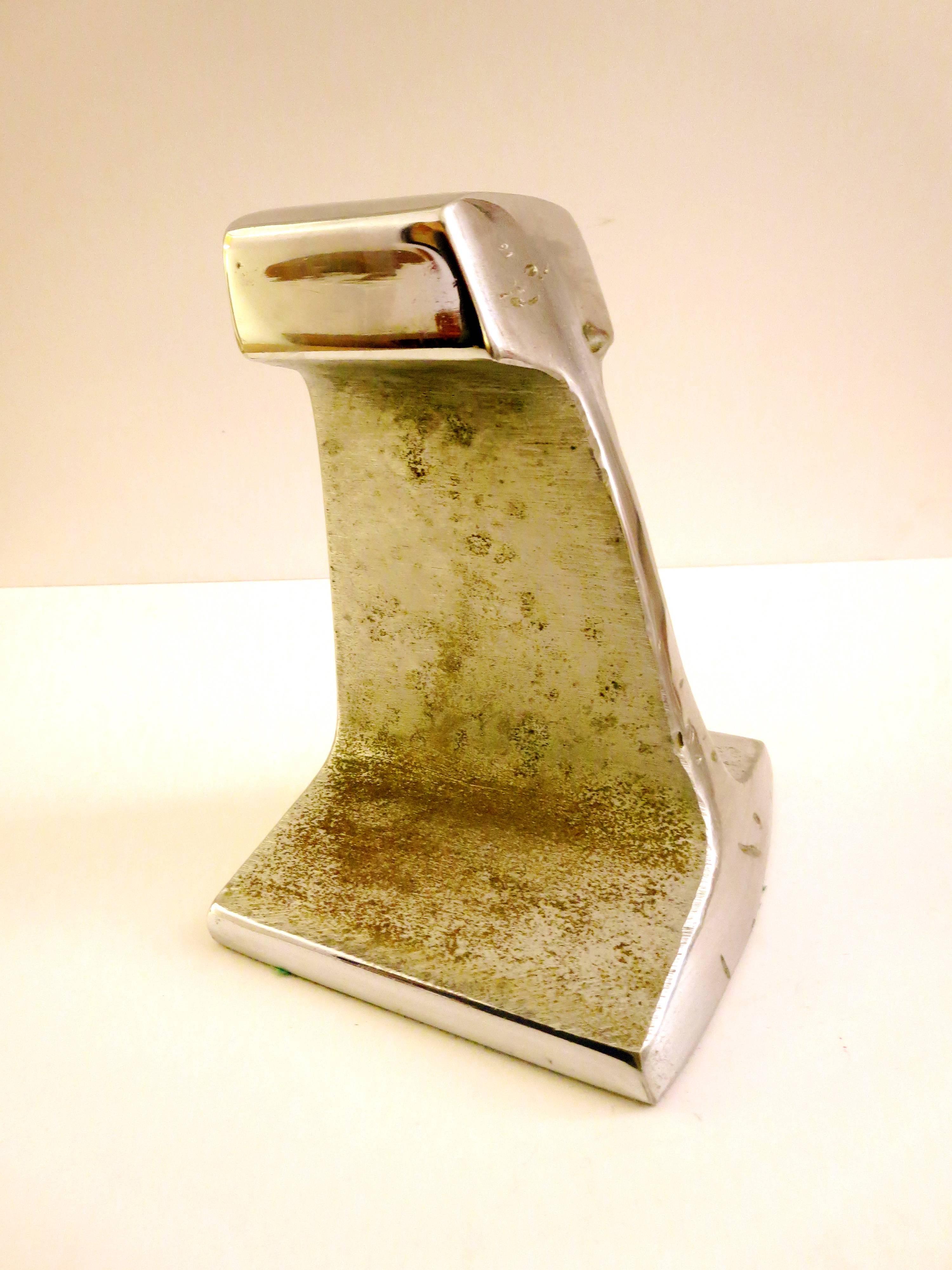 20th Century One of a Kind Massive I-Beam Solid Steel Bookend/Door Stopper in a Chrome Finish