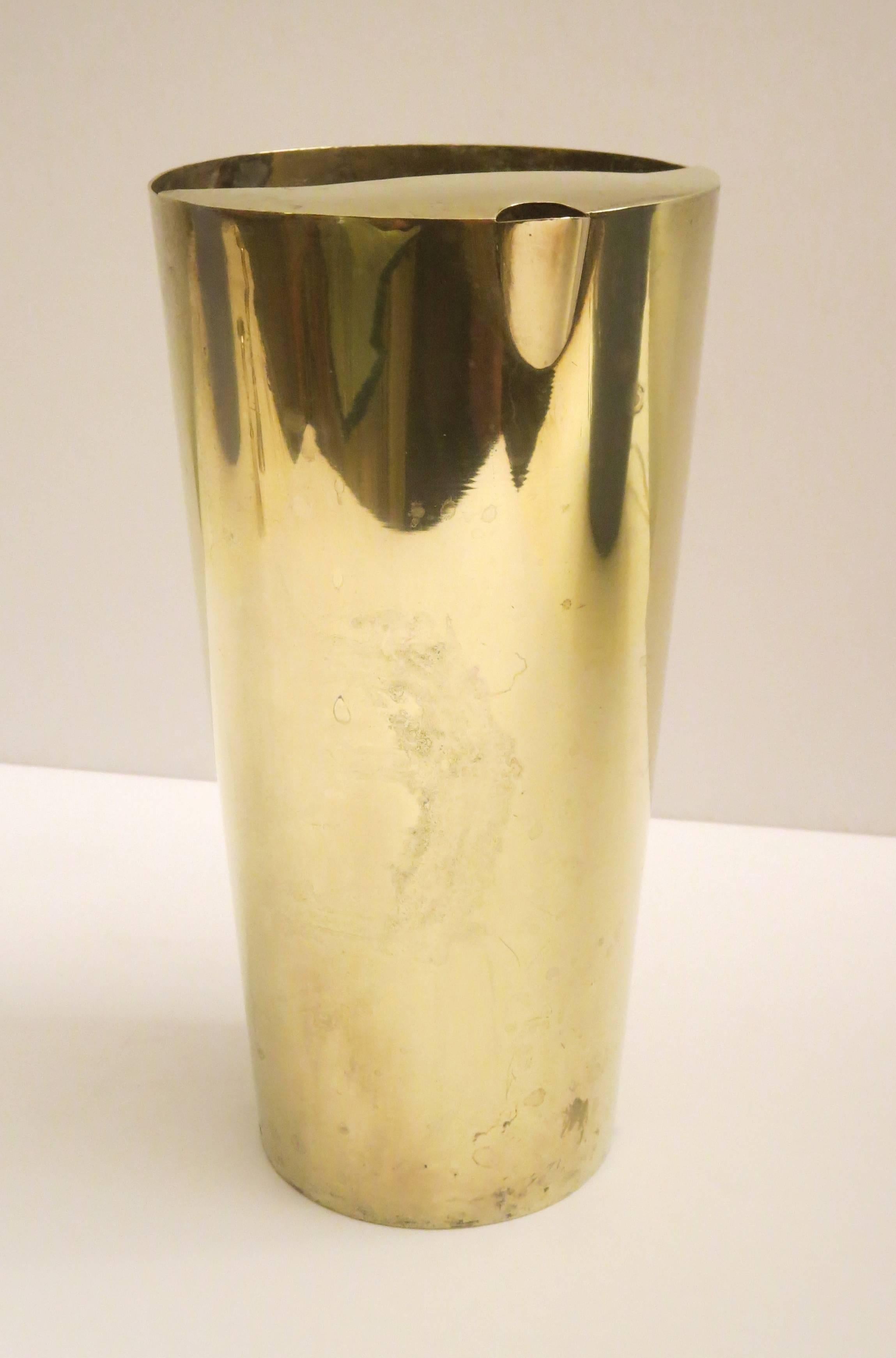 20th Century Mid-Century Modern Minimalist Design Solid Polished Brass Italian Water Picher