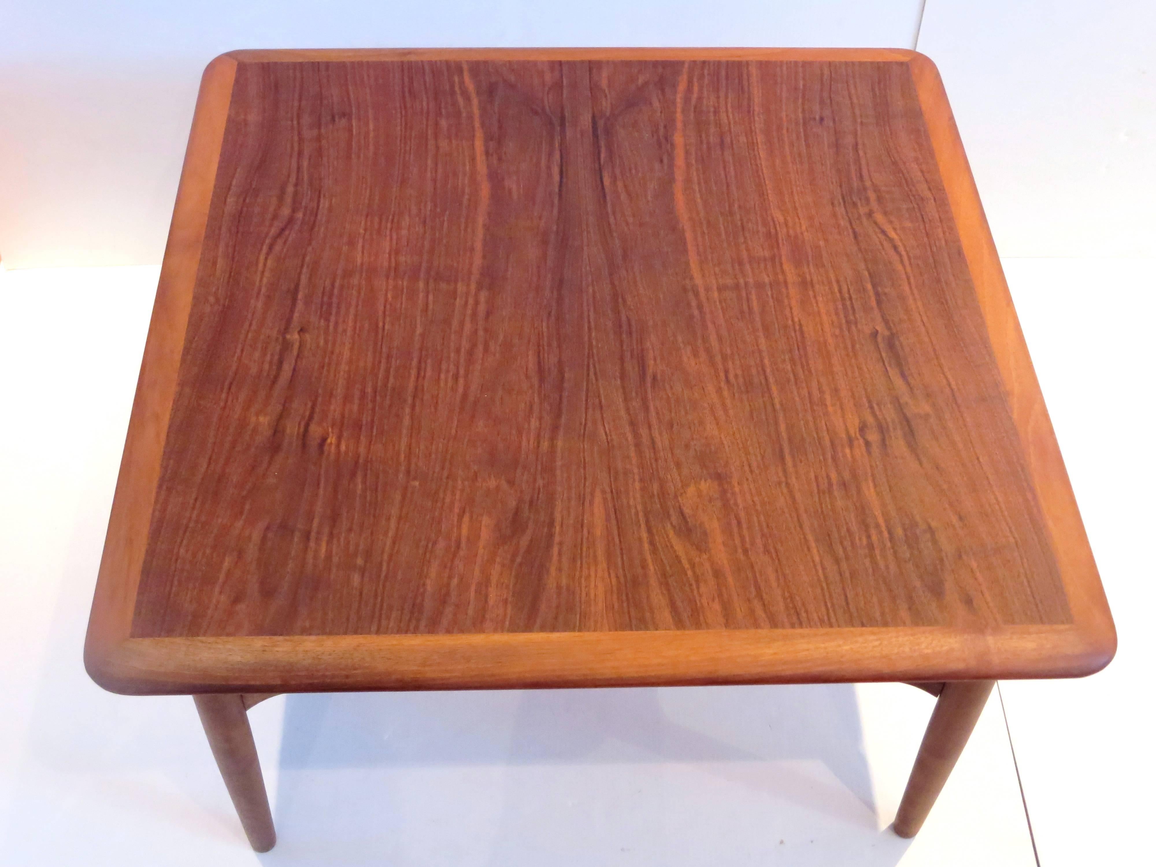 Scandinavian Modern Danish Modern 1950s Square Coffee Table with Caned Shelf by Gunnar Schwartz