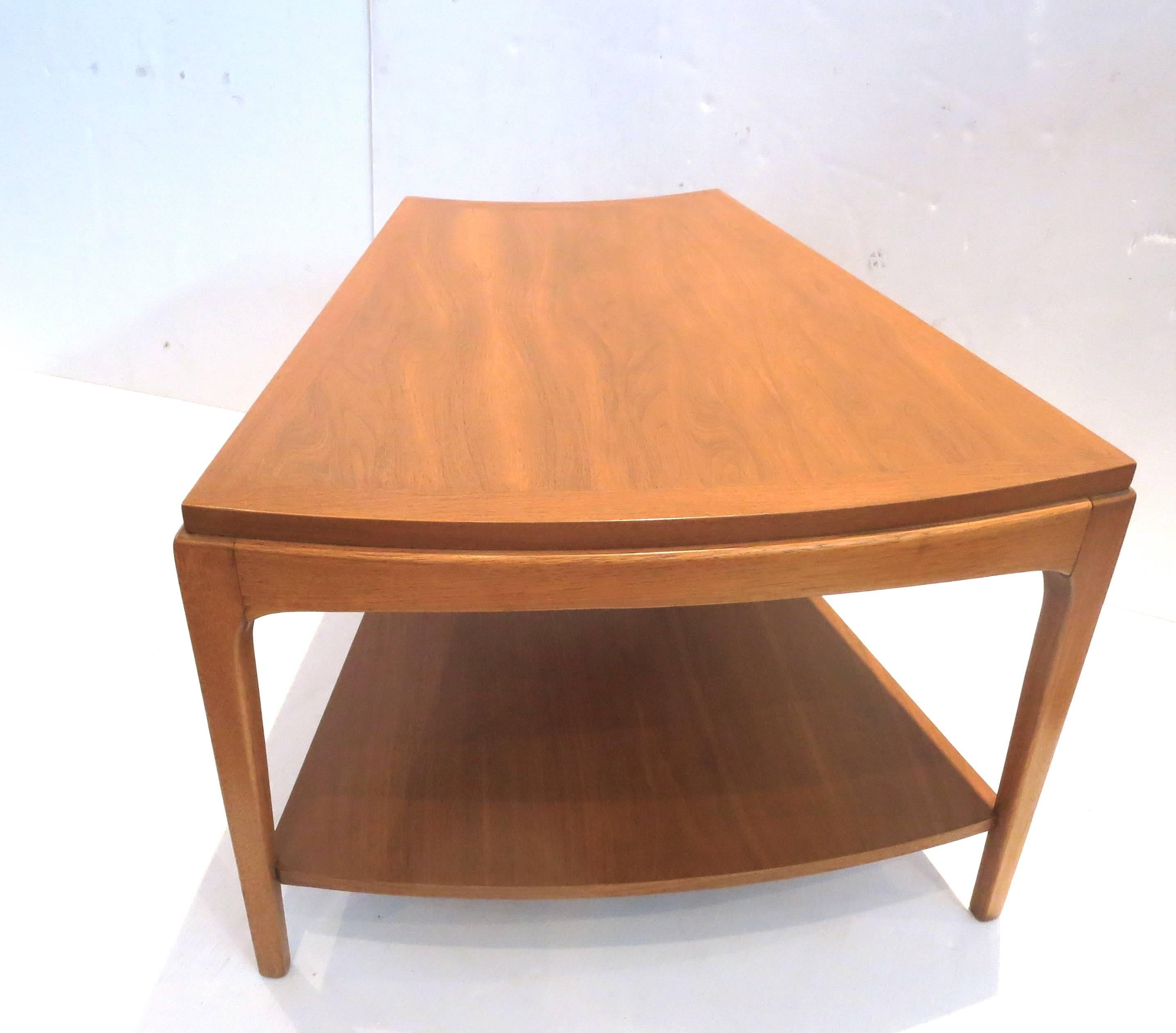 Mid-Century Modern 1950s American Modern Trapezoid Shape Cocktail End Table in Walnut