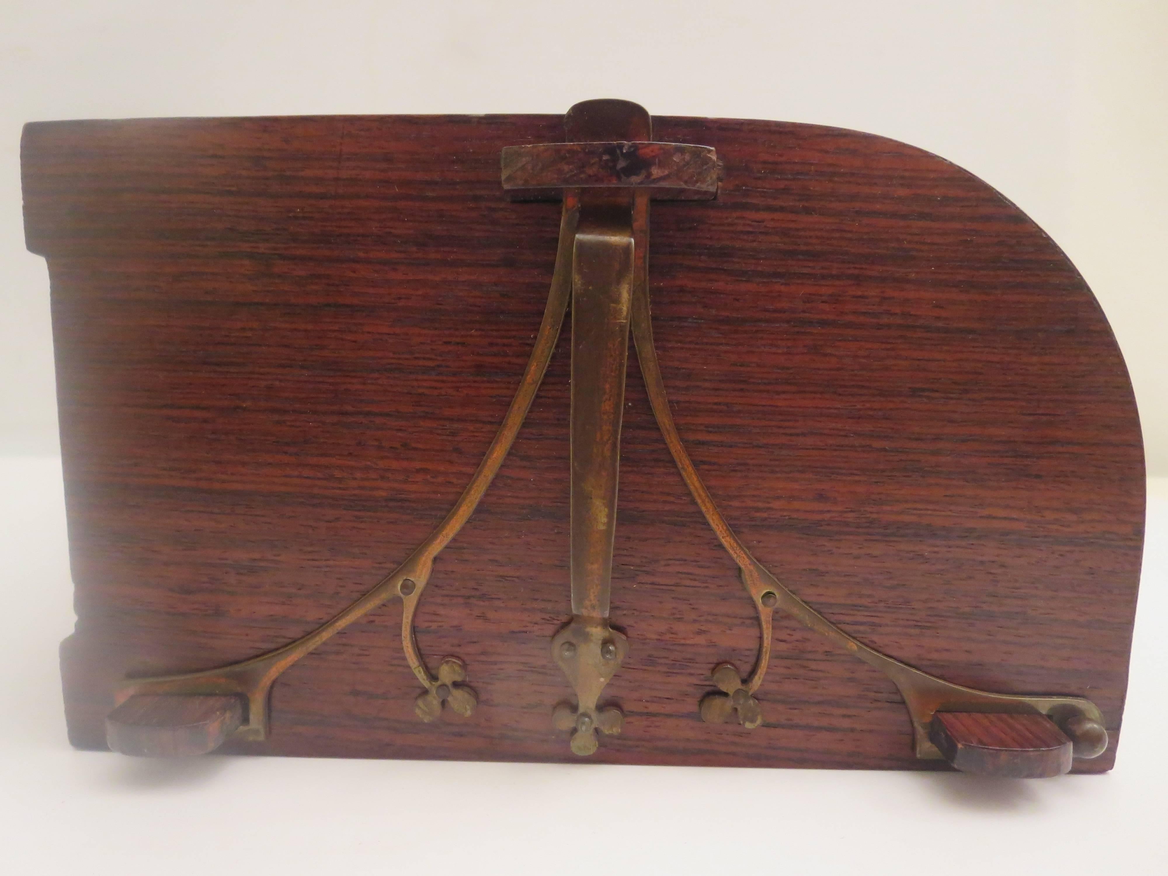 Rare Early 1900s Art Nouveau Rosewood and Brass Writing Box 1