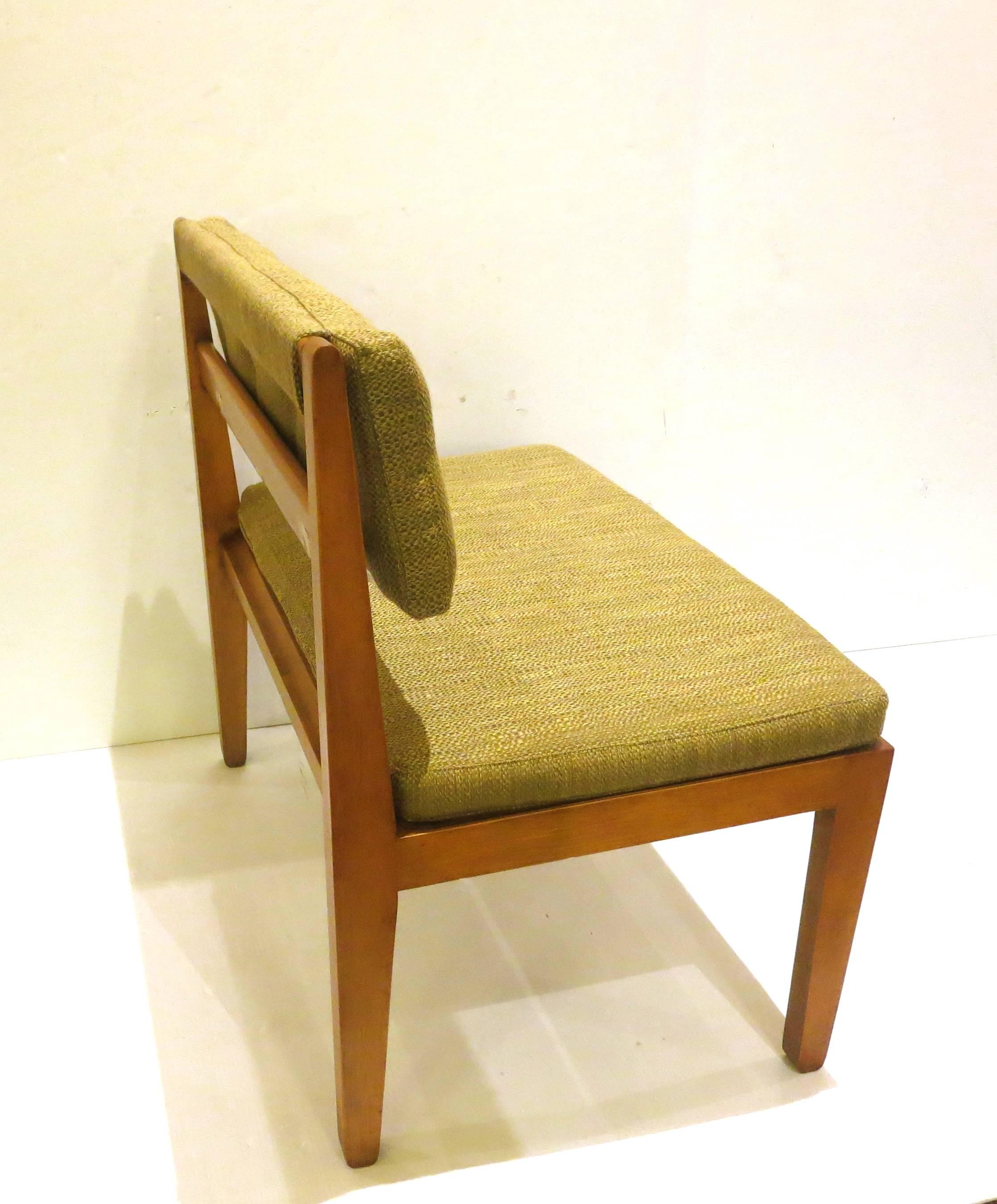 Fabric 1950s American Mid-Century Modern Pair of Walnut Picnic Small Benches