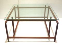 1950s Danish Modern Geometric Teak and Glass Coffee Table by Henning Norgaard