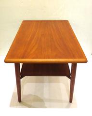 1950s Danish Modern Teak Cocktail End Table with Shelf