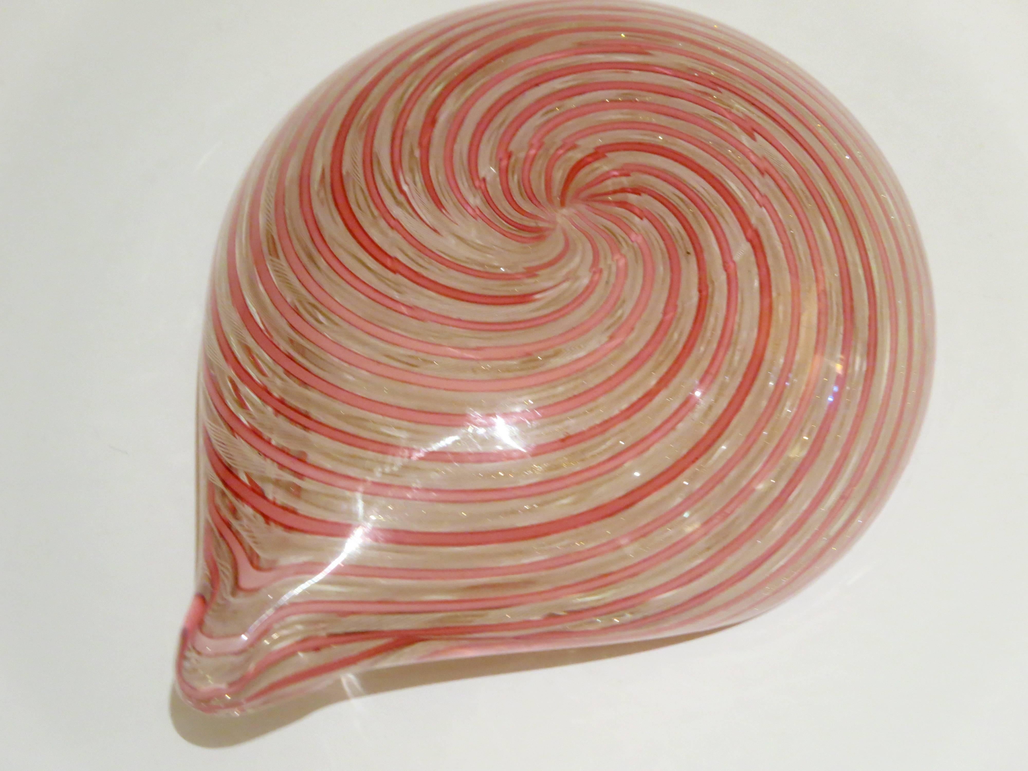 Mid-Century Modern 1950s Italian Murano Venini Swirl Glass Bowl