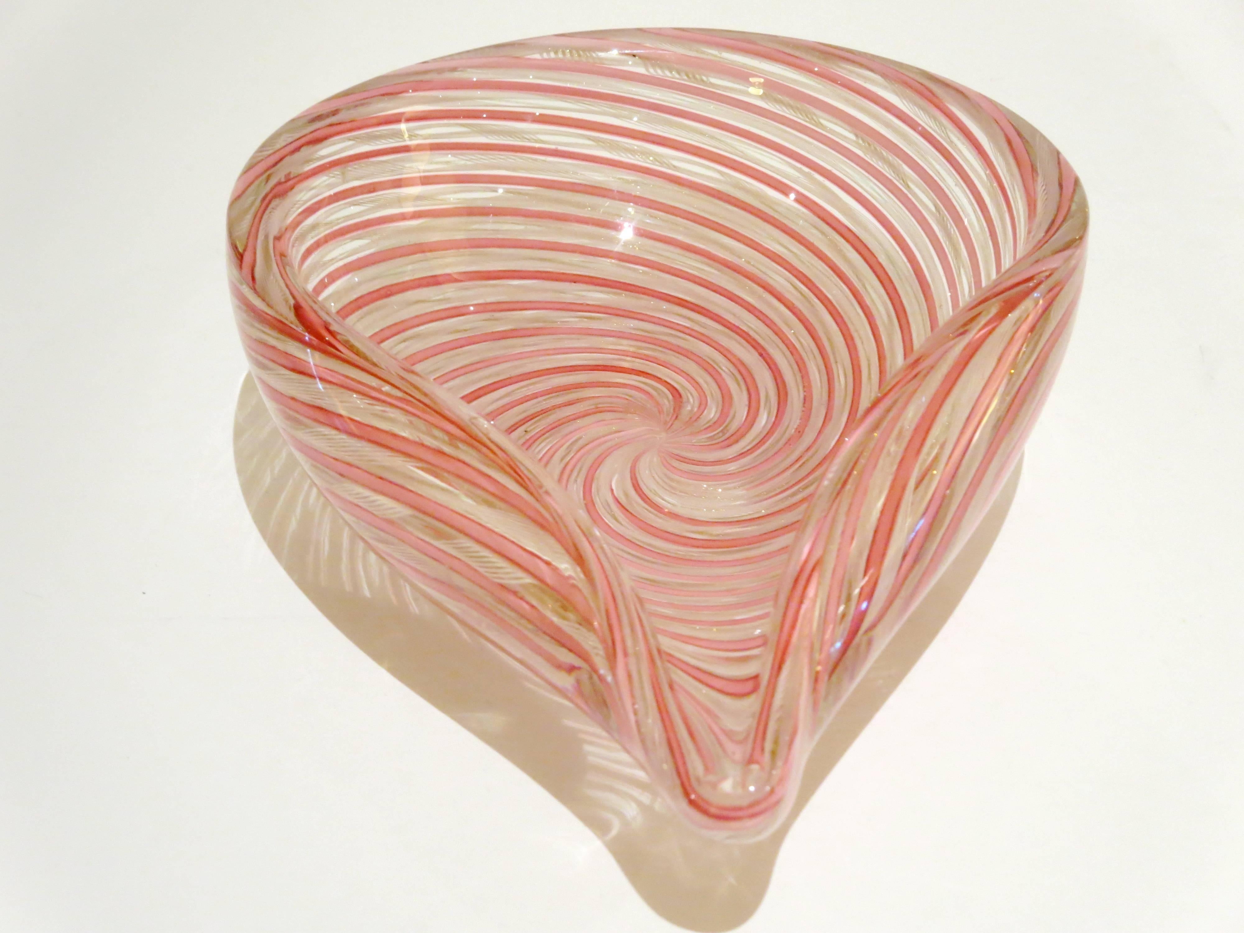 20th Century 1950s Italian Murano Venini Swirl Glass Bowl