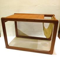 1960s Danish Modern Teak and Suede Magazine Holder End Cocktail Table