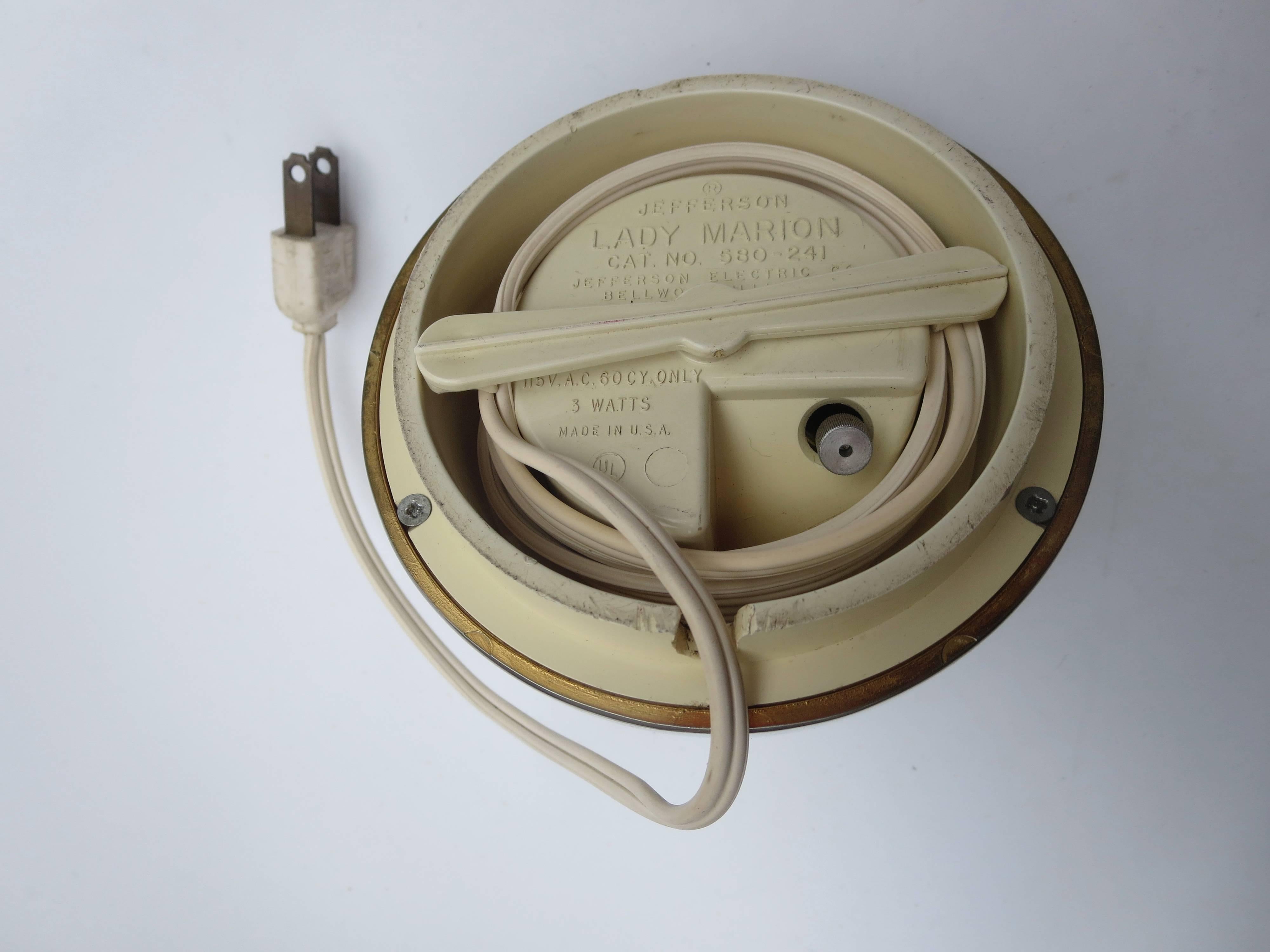 Jefferson Lady Marion Desk Electric Clock Designed by Dave Chapman In Excellent Condition In San Diego, CA