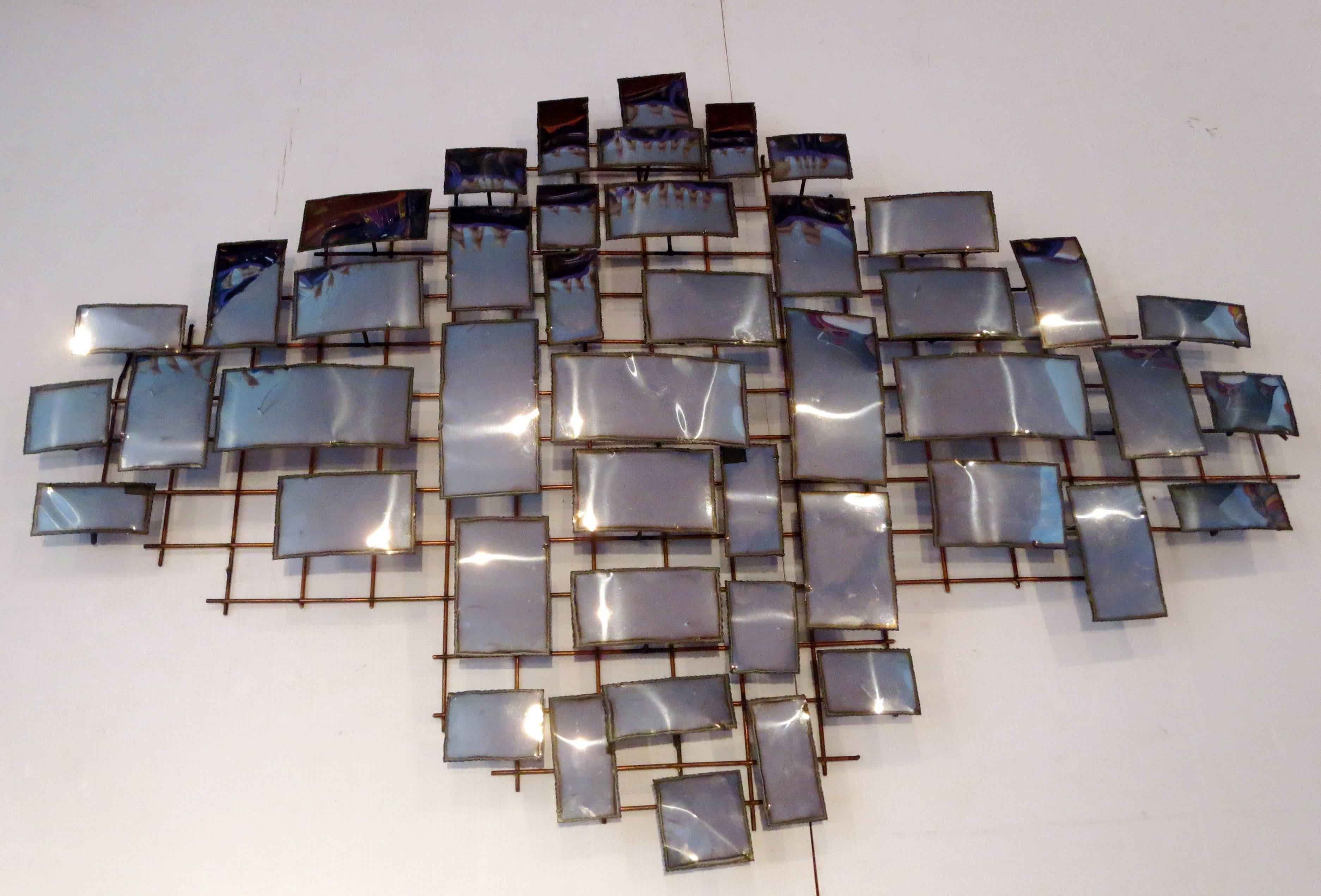20th Century Striking Brutalist Chrome X-Large Wall Sculpture by Jere
