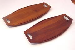 Pair of Teak Gondola Trays Designed by Quistgaard for Dansk Early Production