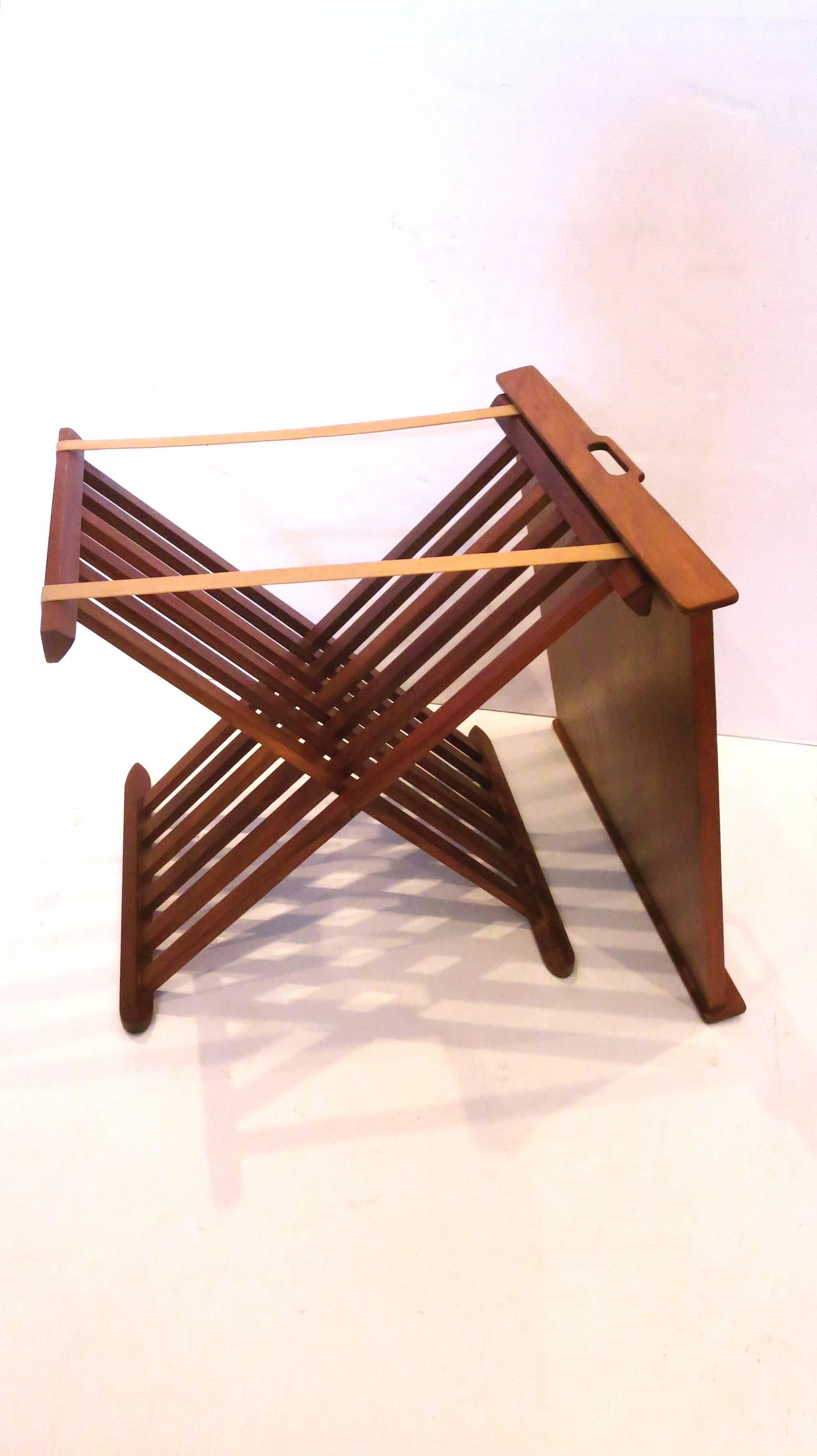Mid-Century Modern 1950s American Modern Mid-Century Campaign Style Walnut Folding Table