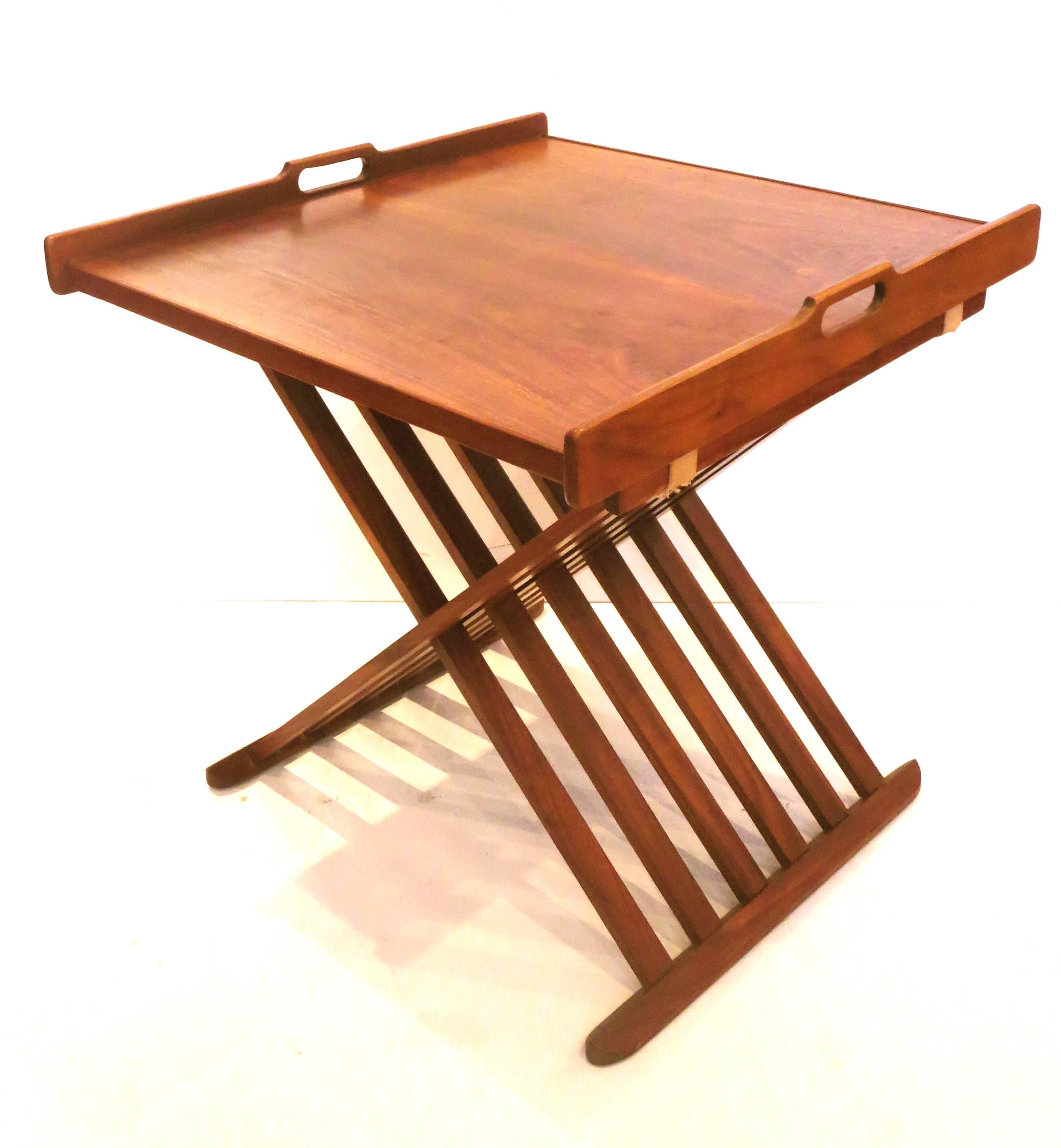 20th Century 1950s American Modern Mid-Century Campaign Style Walnut Folding Table