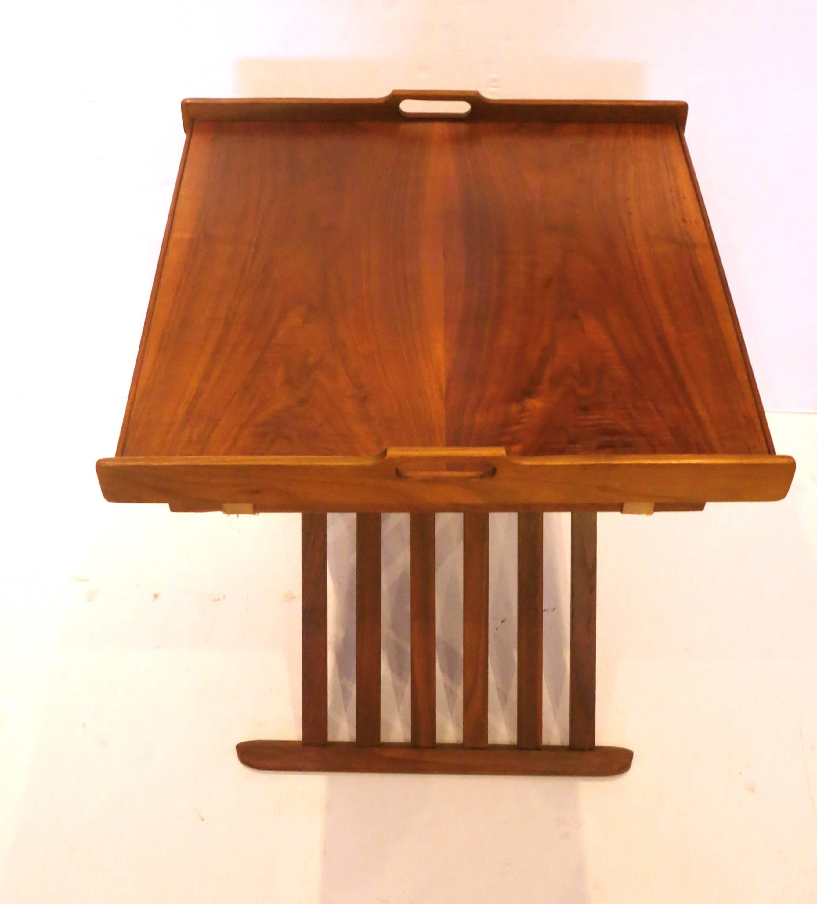 1950s American Modern Mid-Century Campaign Style Walnut Folding Table 1
