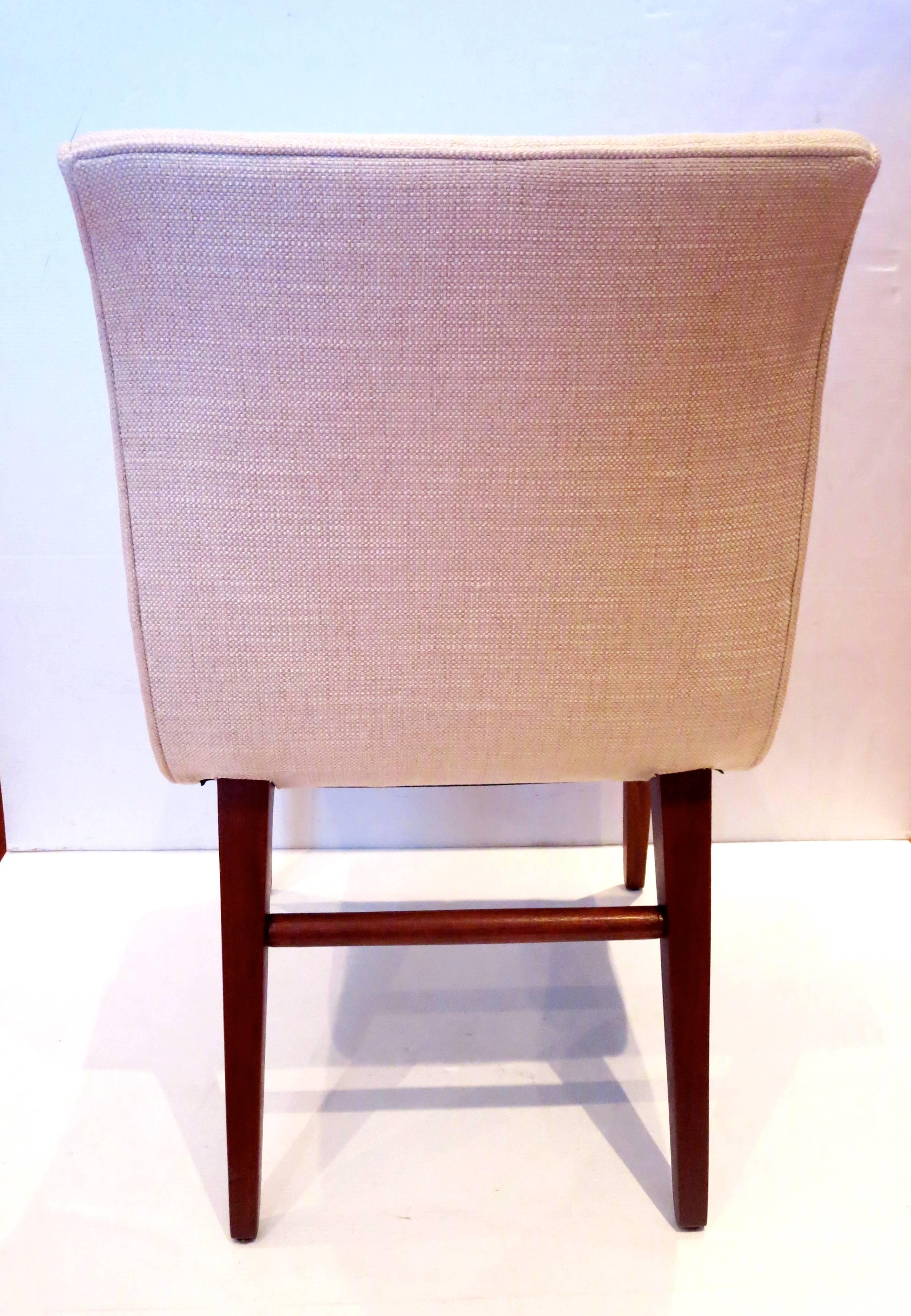 Fabric Mid-Century Modern Set of Four Dunbar Dinning Chairs Design by Edward Wormley