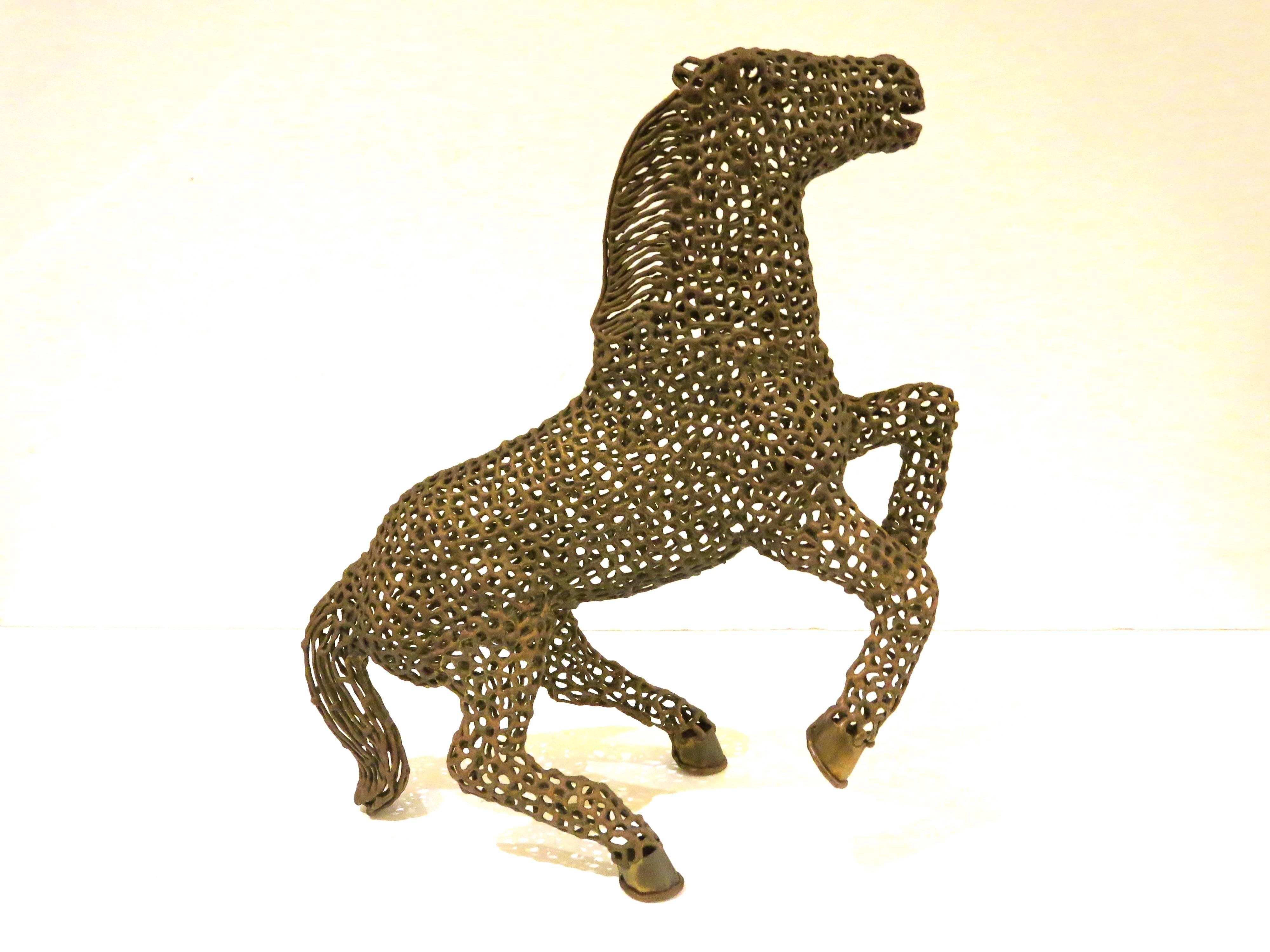 Hollywood Regency 1970s Brass Horse Sculpture Atributed to Mexican Artist Luciano Bustamante