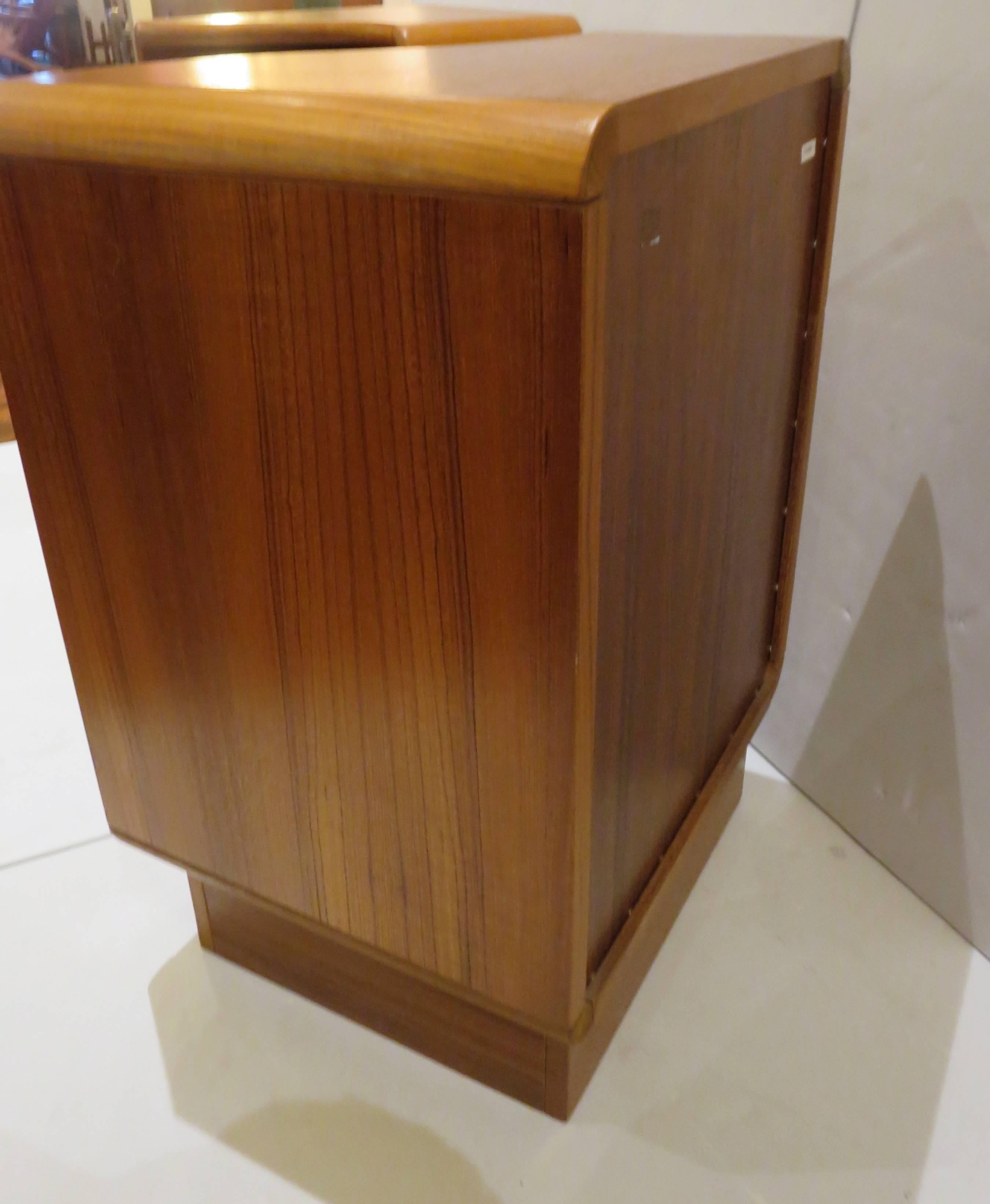 Pair of Danish Modern Tall Teak Nightstands with Writing Desk In Excellent Condition In San Diego, CA