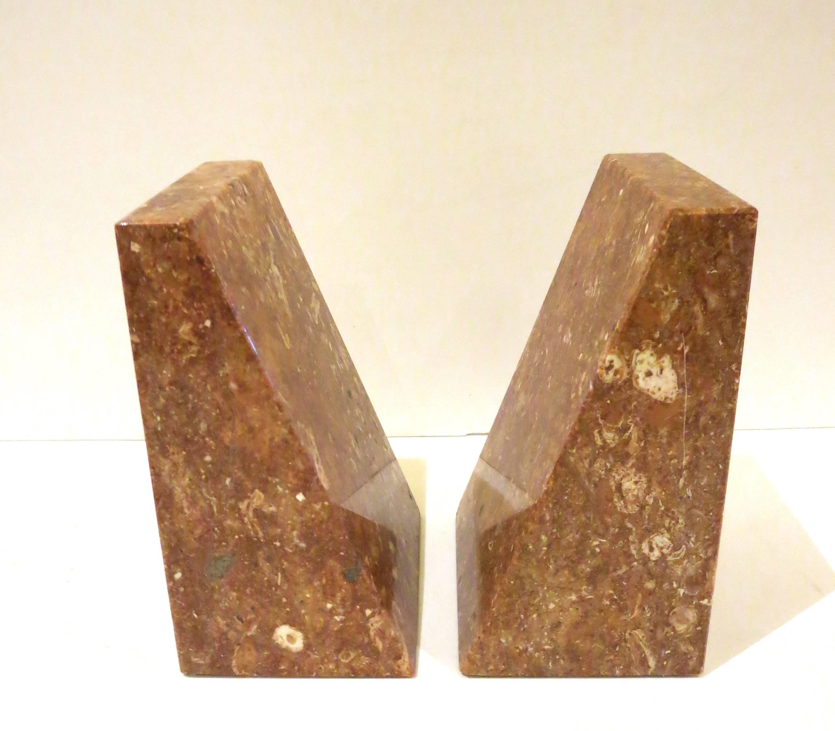 Mid-Century Modern Modernist Solid Marble Pair of Italian Bookends Memphis Era