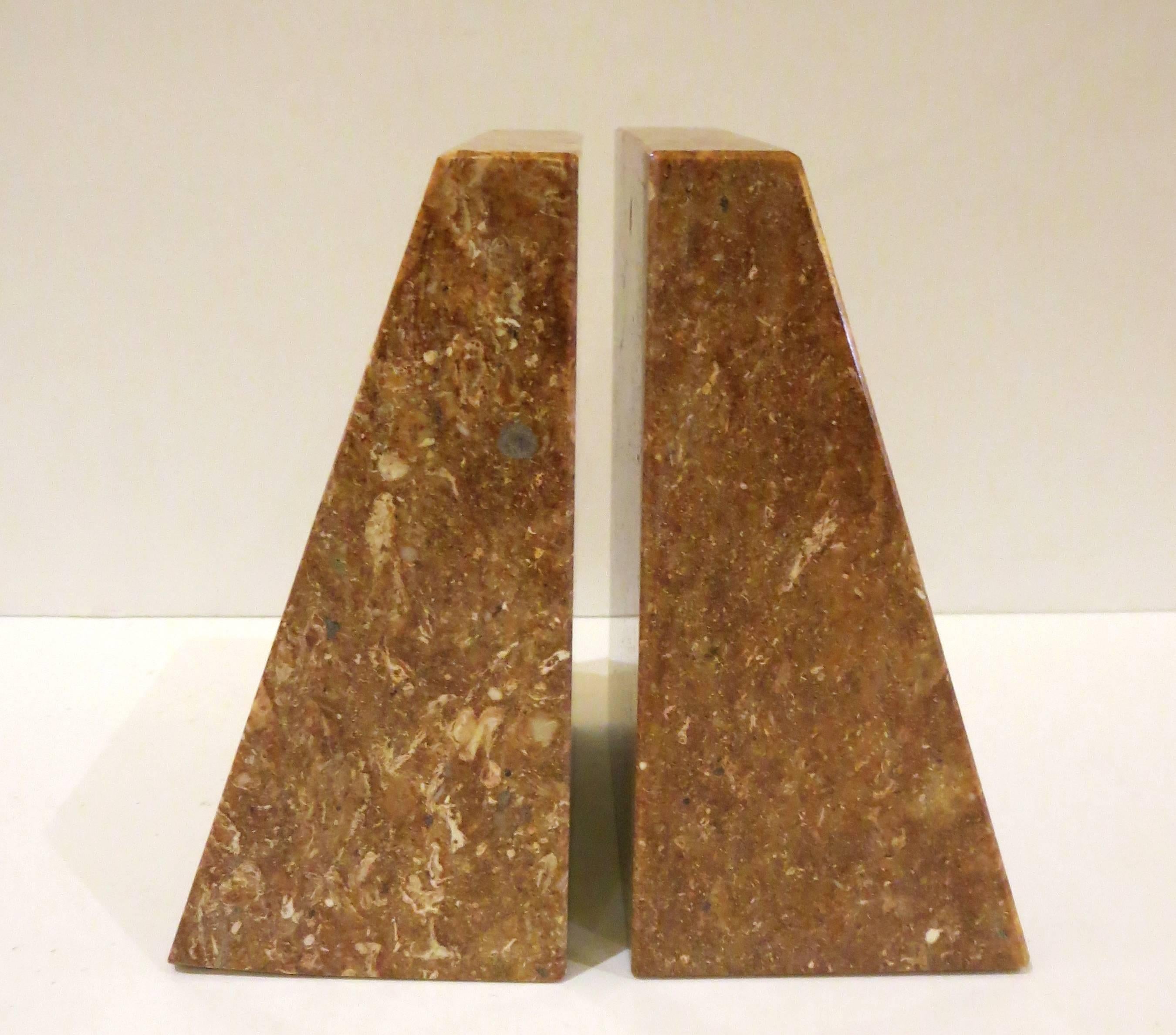 Modernist Solid Marble Pair of Italian Bookends Memphis Era In Excellent Condition In San Diego, CA