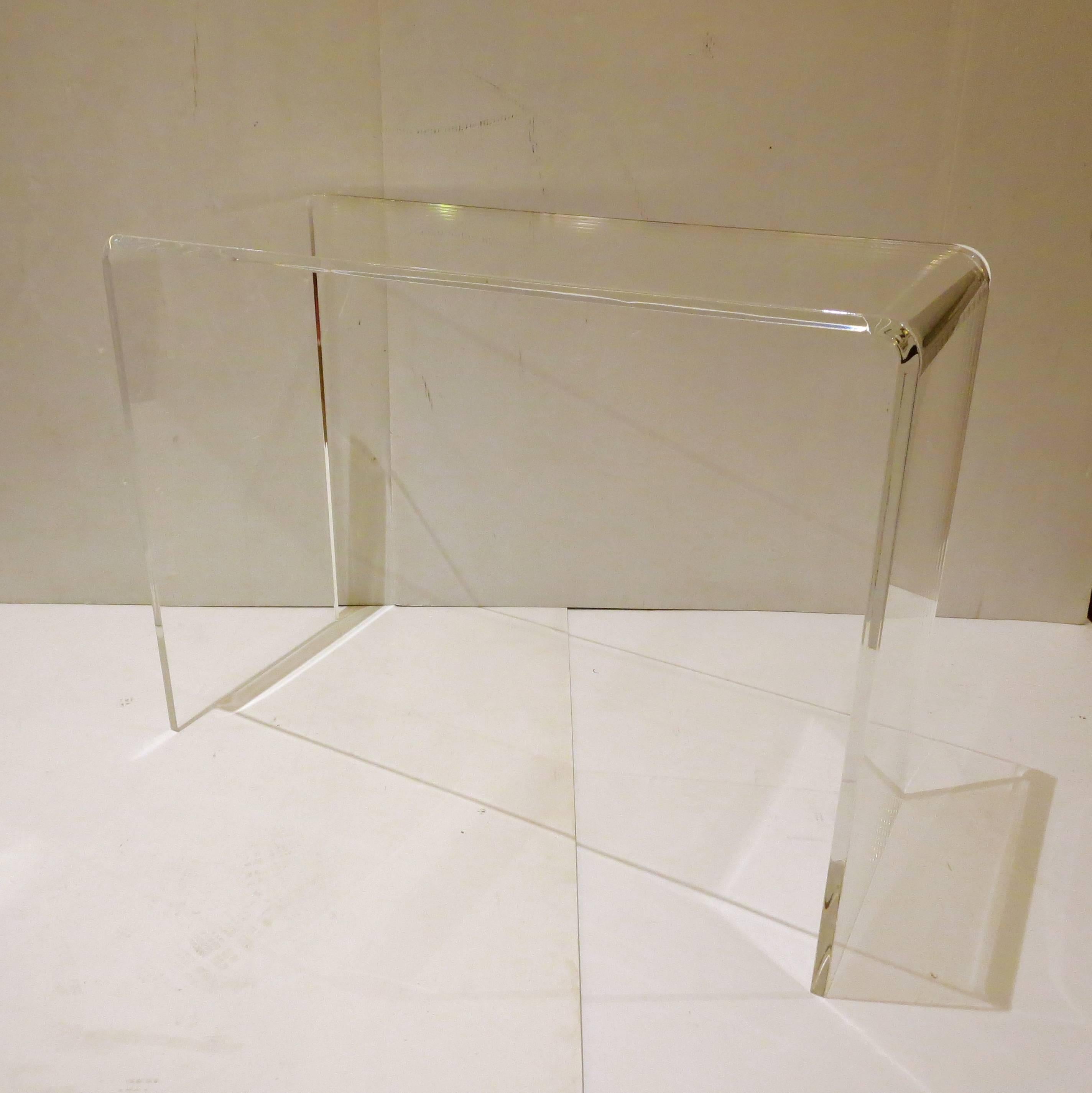 Space Age Charles Hollis Jones Style Lucite Waterfall Console Table