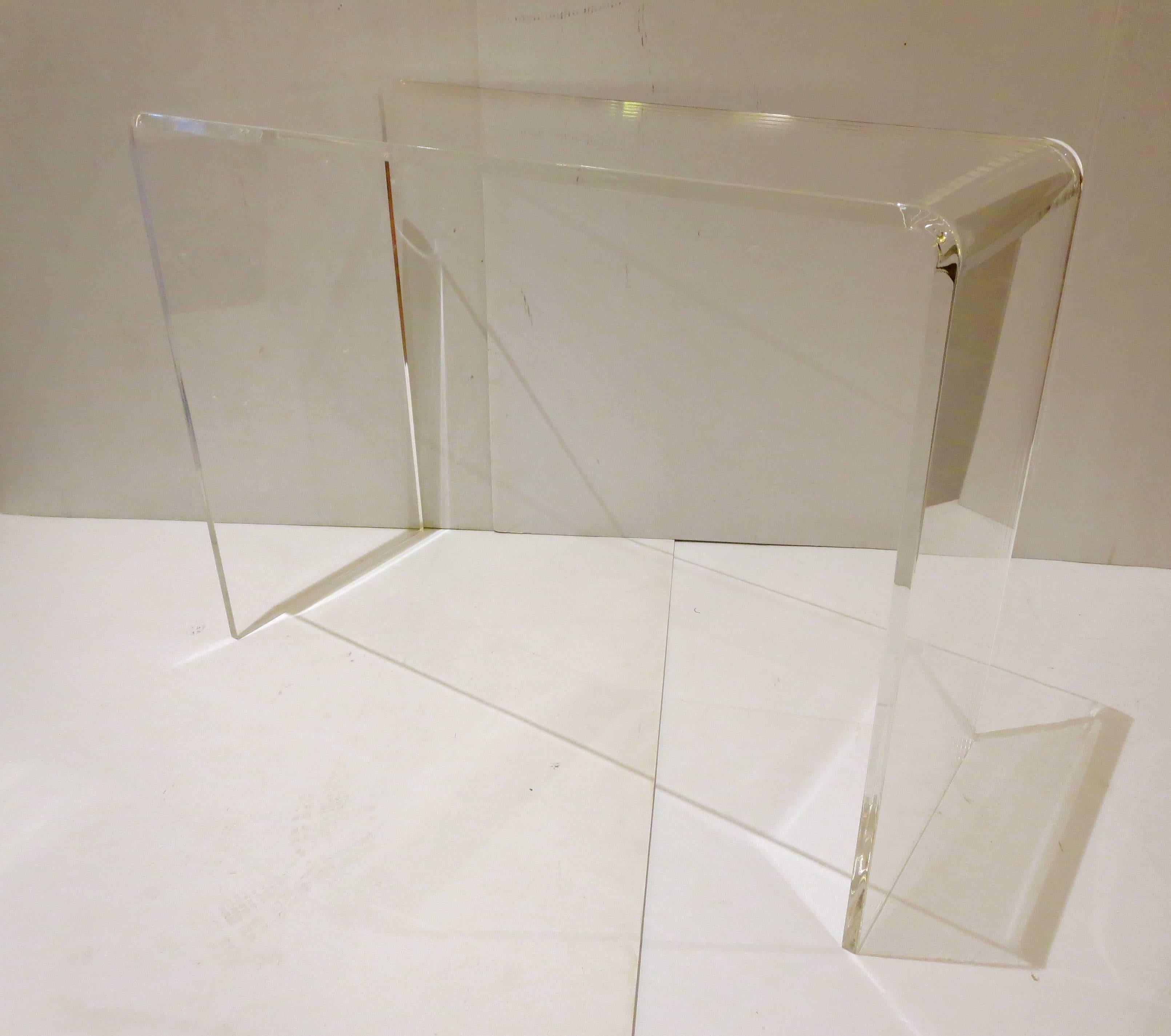 American Charles Hollis Jones Style Lucite Waterfall Console Table
