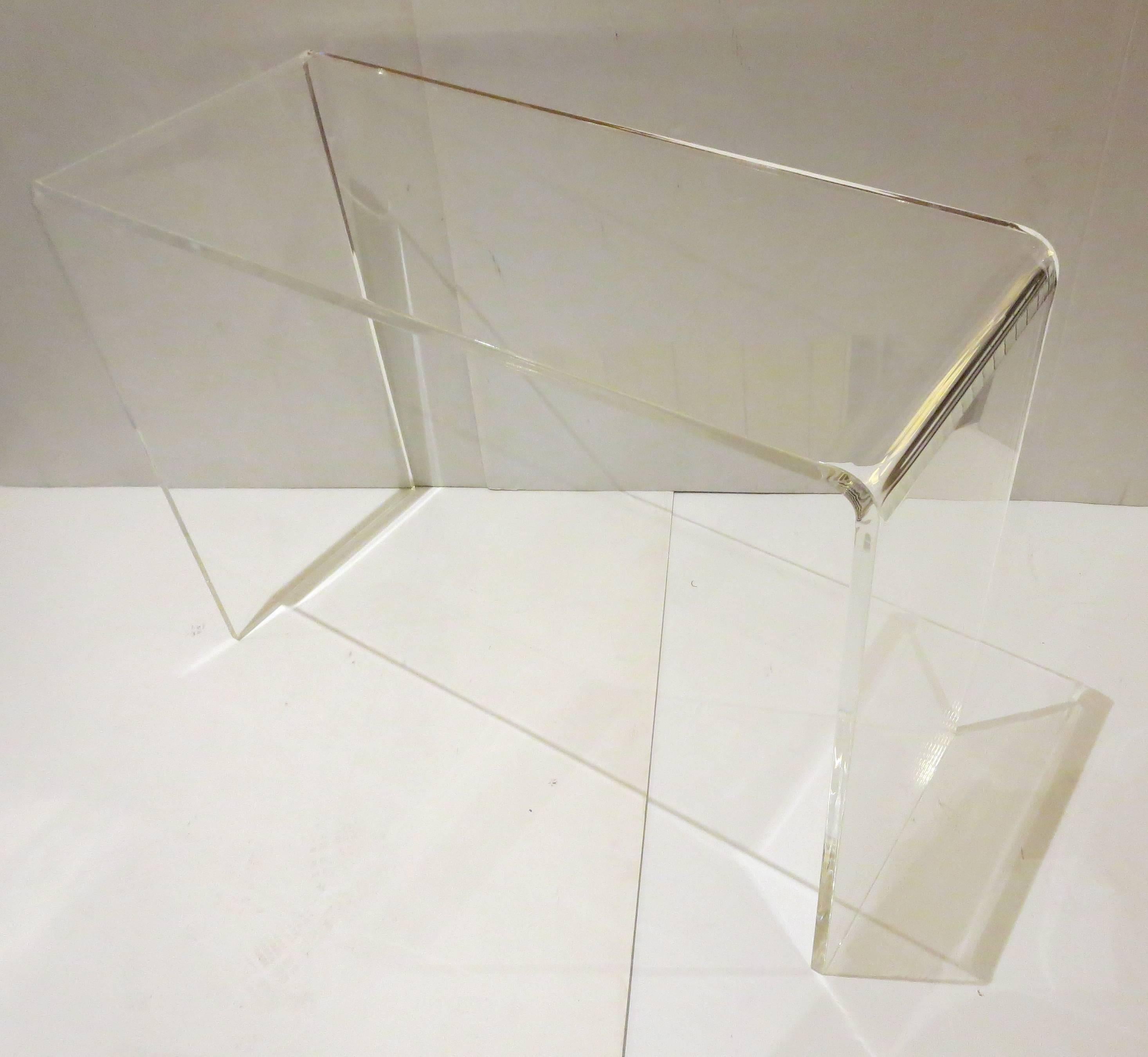 Charles Hollis Jones Style Lucite Waterfall Console Table In Excellent Condition In San Diego, CA