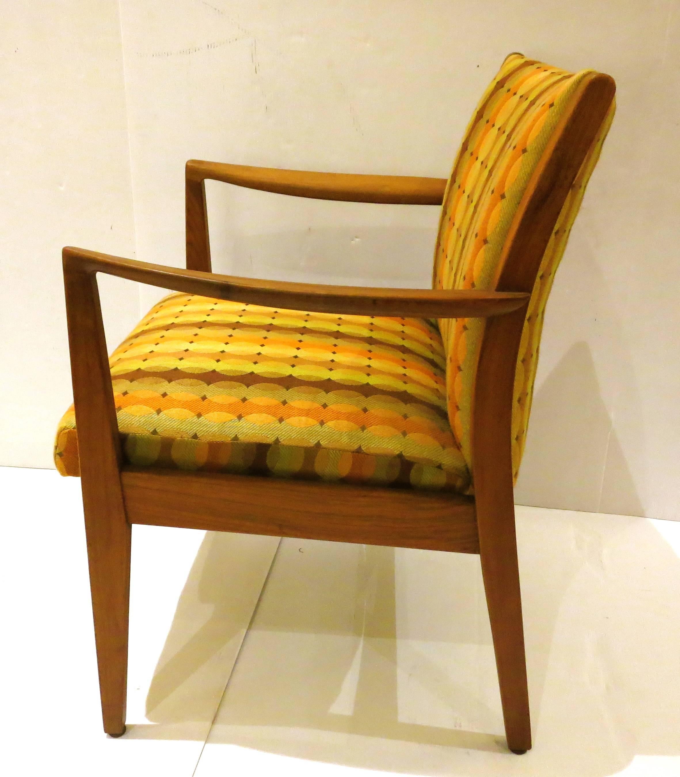 20th Century Mid-Century Modern American Walnut Upholstered Armchair