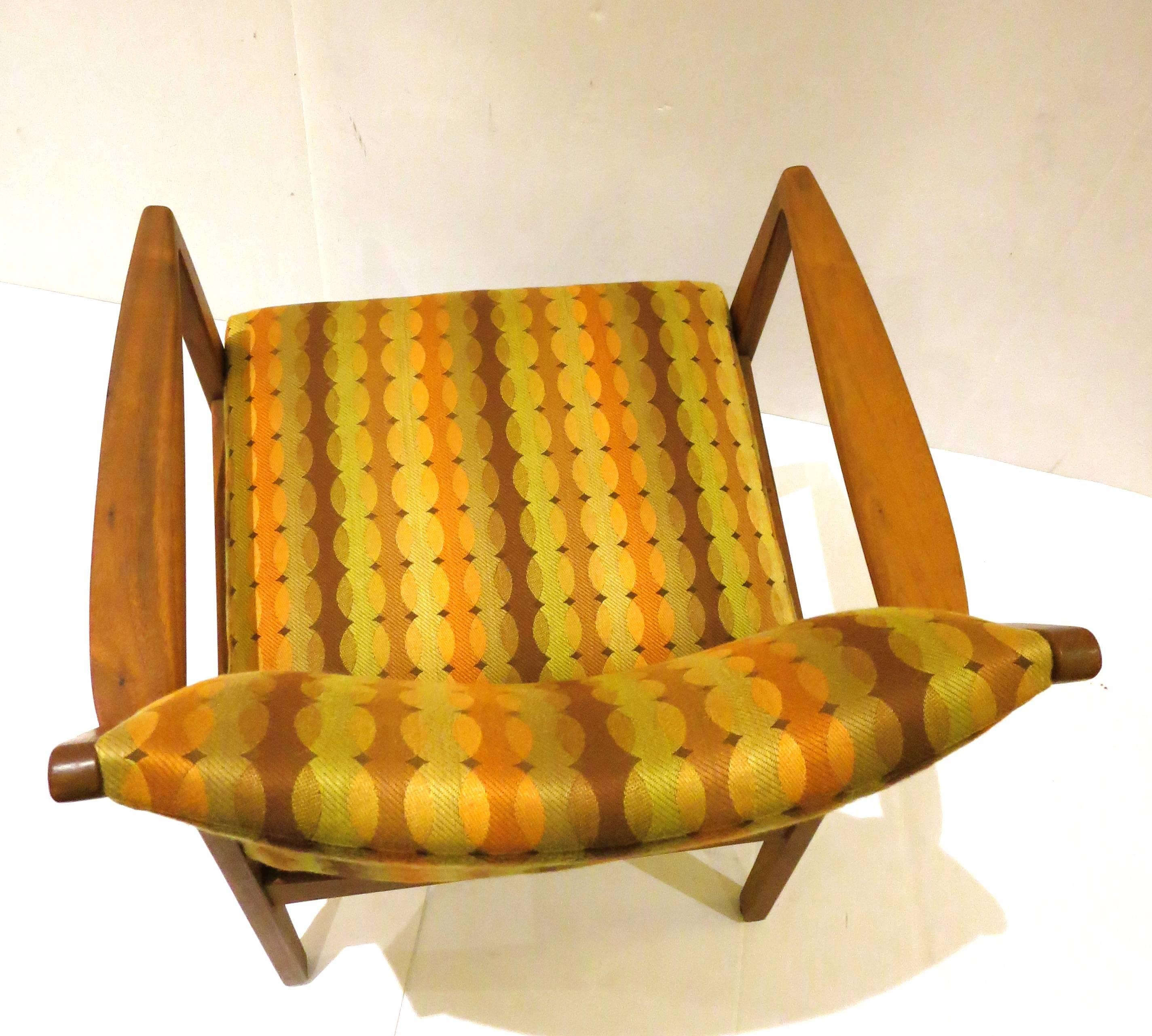 Mid-Century Modern American Walnut Upholstered Armchair 1