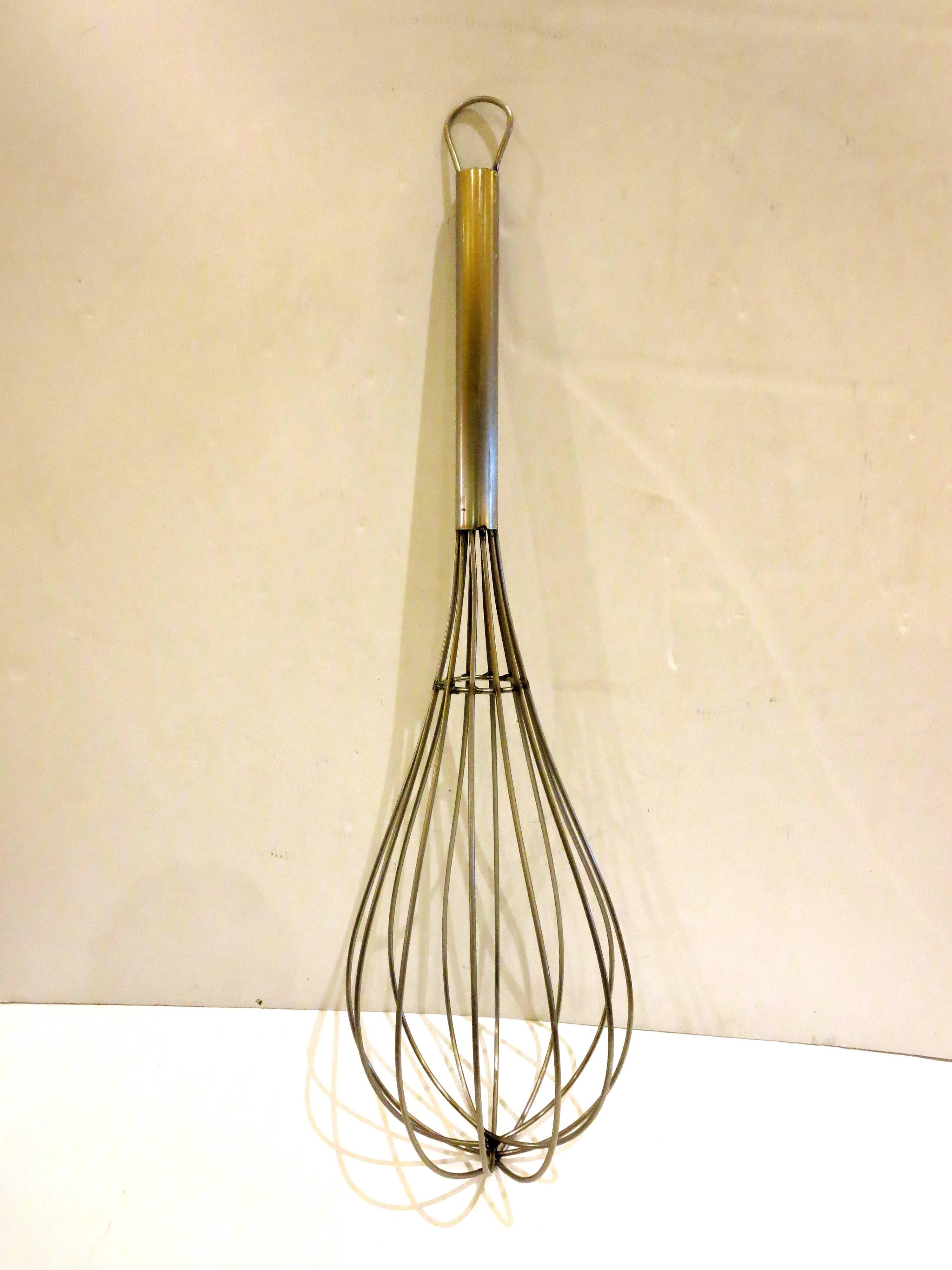 Unique decorative large whisk, solid stainless steel, great decorative object de art, and piece of conversation excellent for decorate the kitchen or restaurant.