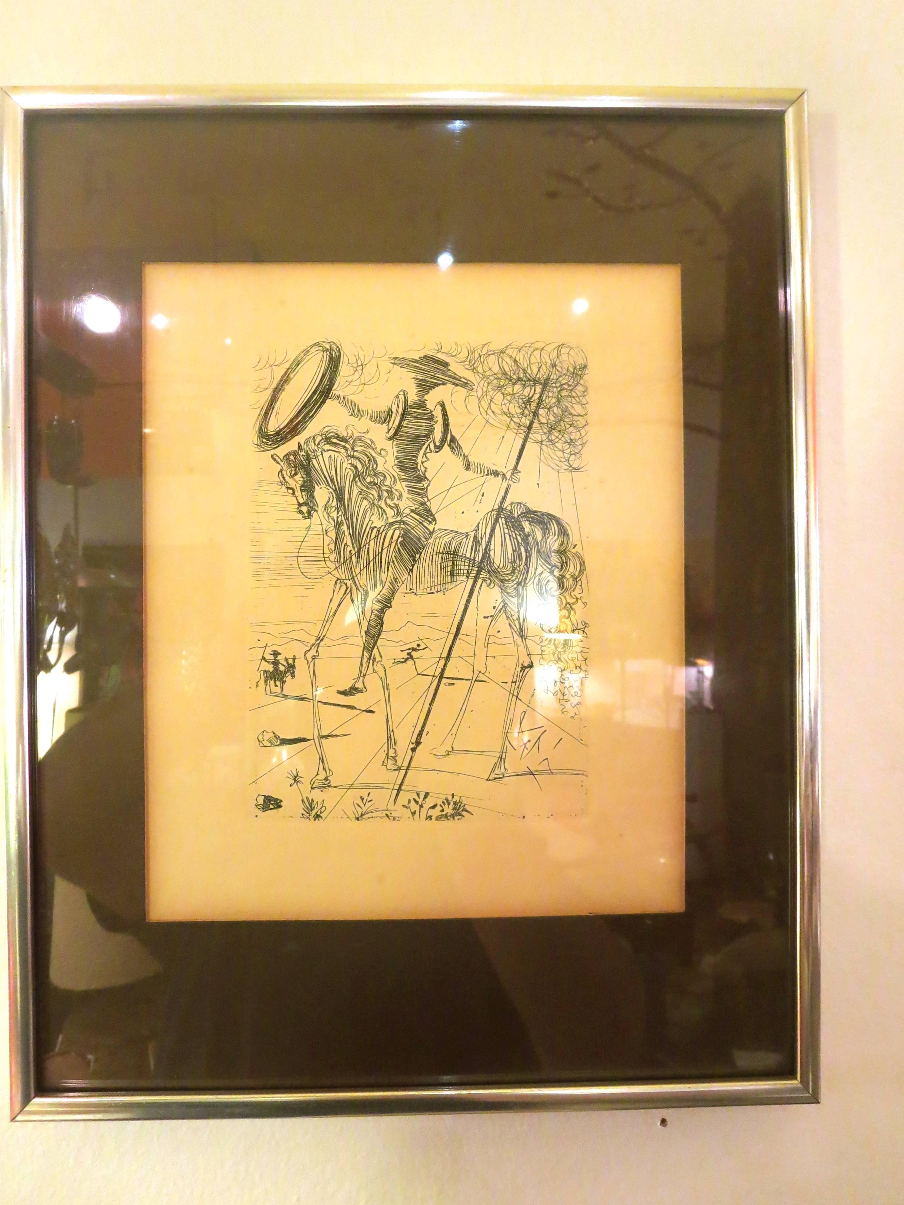 1960er Salvador Dali Don Quixote Original-Radierung, signiert in der Platte COA im Zustand „Gut“ in San Diego, CA