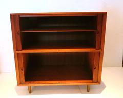Danish Modern Double Tambour Door Cabinet by Peter Hvidt in Solid Teak