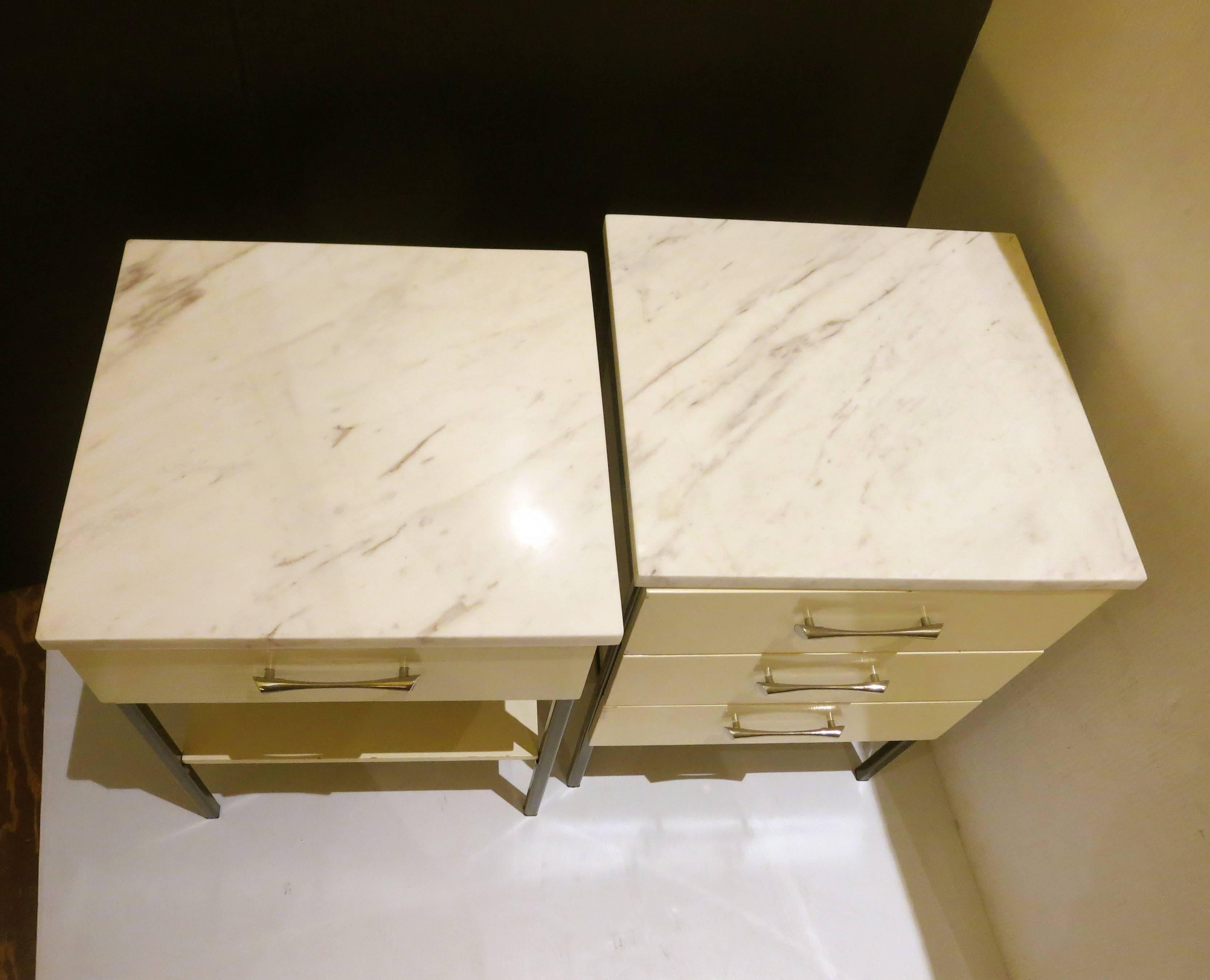 20th Century Rare Set of 1950s Nightstands with Marble Top by Vista of California