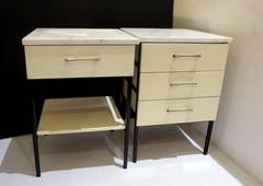 Rare Set of 1950s Nightstands with Marble Top by Vista of California