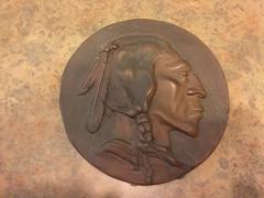 Unique Bronze Indian Head Plaque James Earle Fraser Buffalo Nickel Medallion