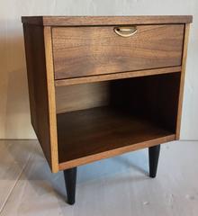 Pair of American Mid-Century Walnut and Brass and Black Lacquer Legs