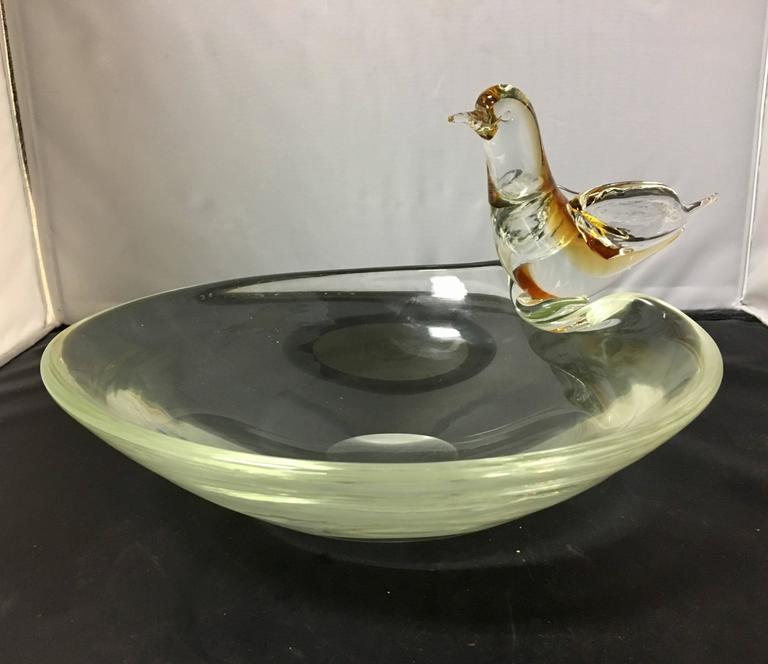 Elegant Murano Clear Glass Bird Bath Bowl Large Italian at 1stDibs