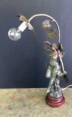 Rare Art Nouveau Lamp by Francois Moreau in Cast Metal Patinated Bronze Finish