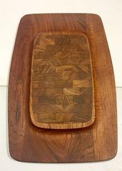 Danish Modern Solid Teak Cheese and Crackers Tray by Dansk Quistgaard