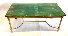 Exquisite Italian Goatskin Leather Wrapped Coffee Table by Aldo Tura