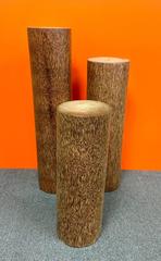 Nice Set of Three Coconut Wood Tree Stump Pedestals