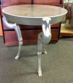Three-Legged Silver Leaf Hollywood Regency Style Table by Donghia